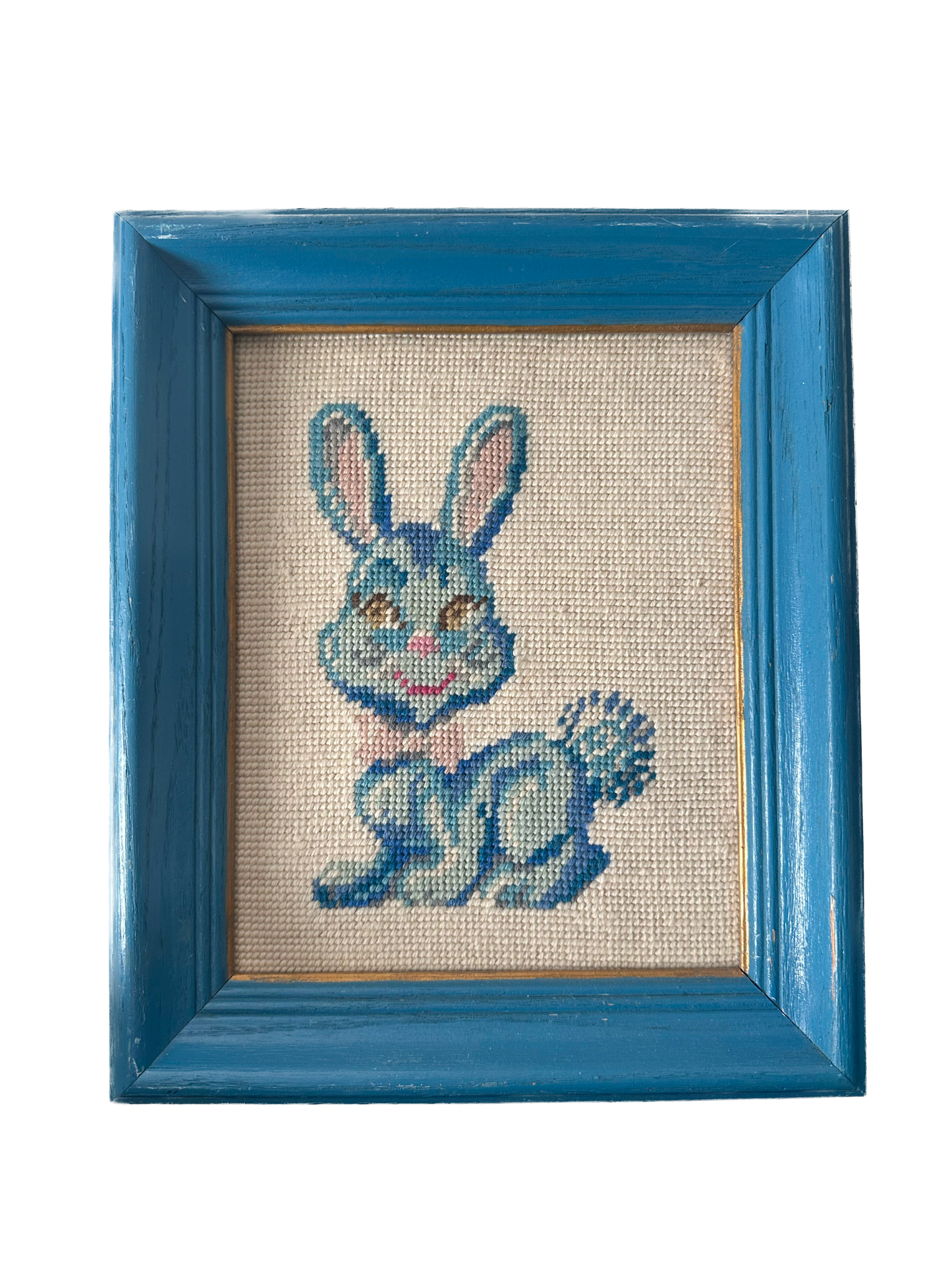 Vintage Framed Bunny Needlepoint