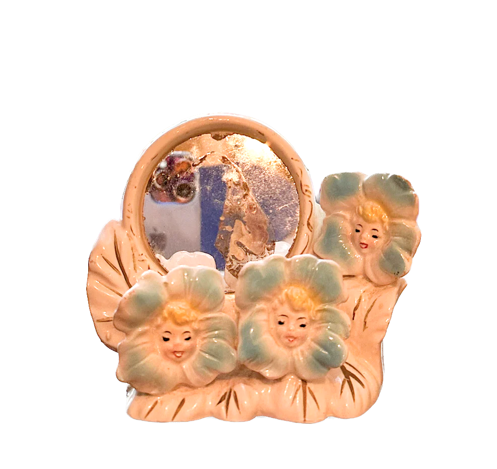 Vintage Anthropomorphic Flower Face Daisy Lipstick Holder