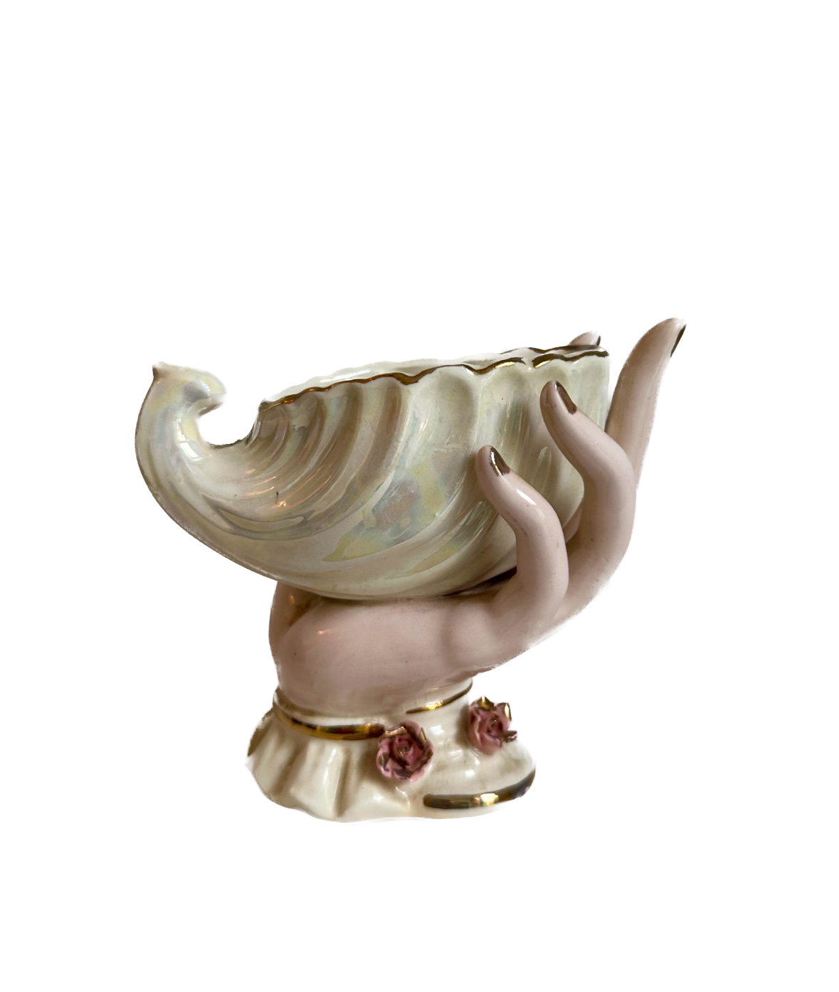 Vintage Hand Holding Shell Planter