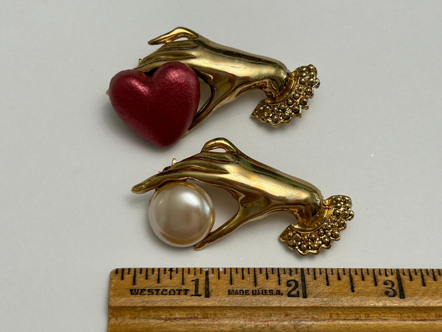 Vintage Hand Holding Heart Pin