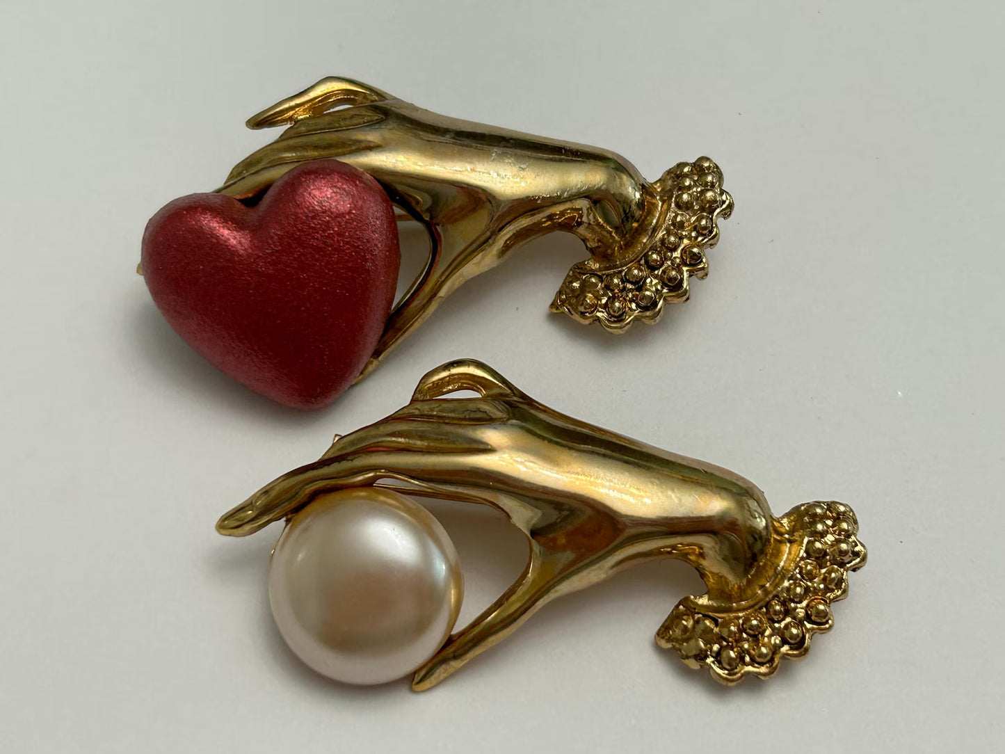 Vintage Hand Holding Pearl Pin