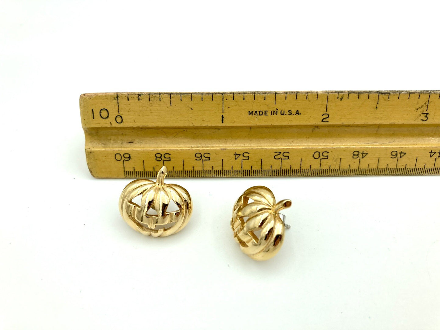 Vintage Gold-Toned Jack-O-Lantern Earrings