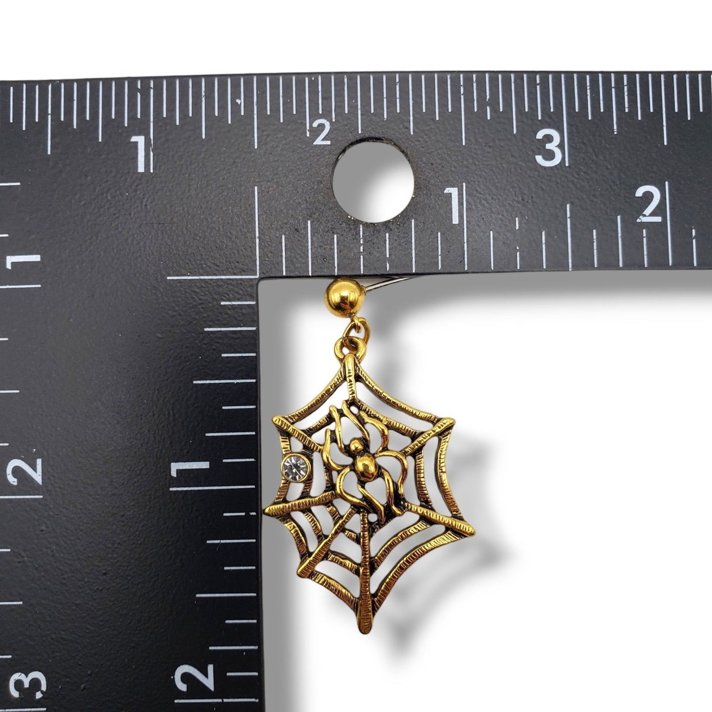 Vintage Gold Spider Web Drop Earrings