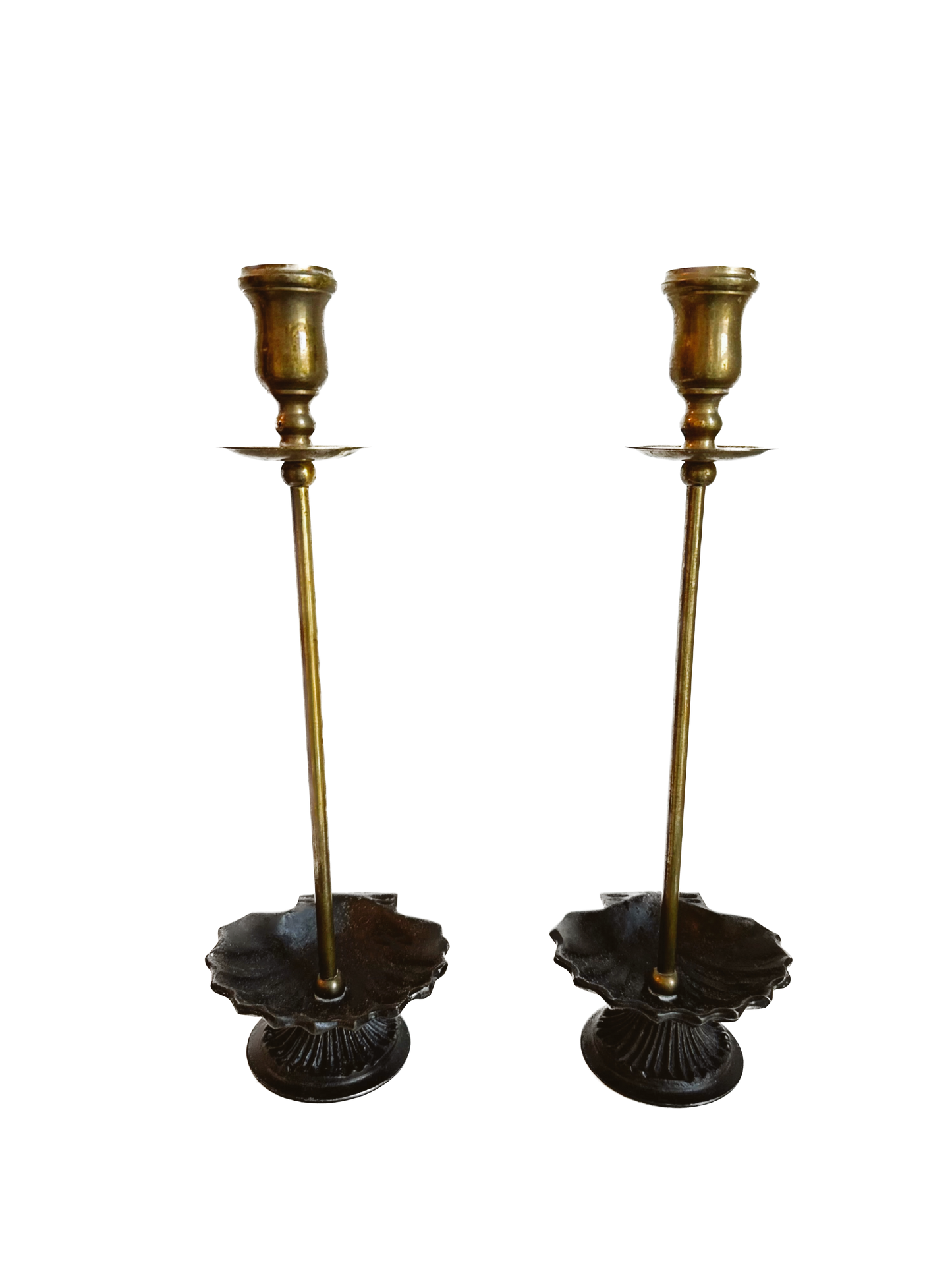 Vintage Brass Seashell Candle Holders