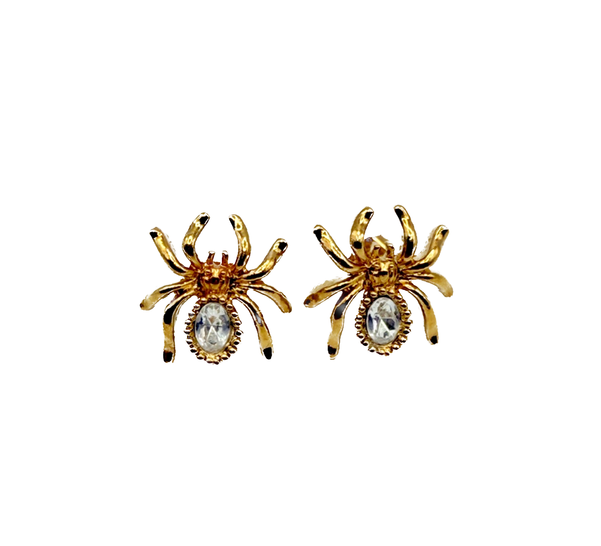 Vintage Gold-Toned Spider Earrings