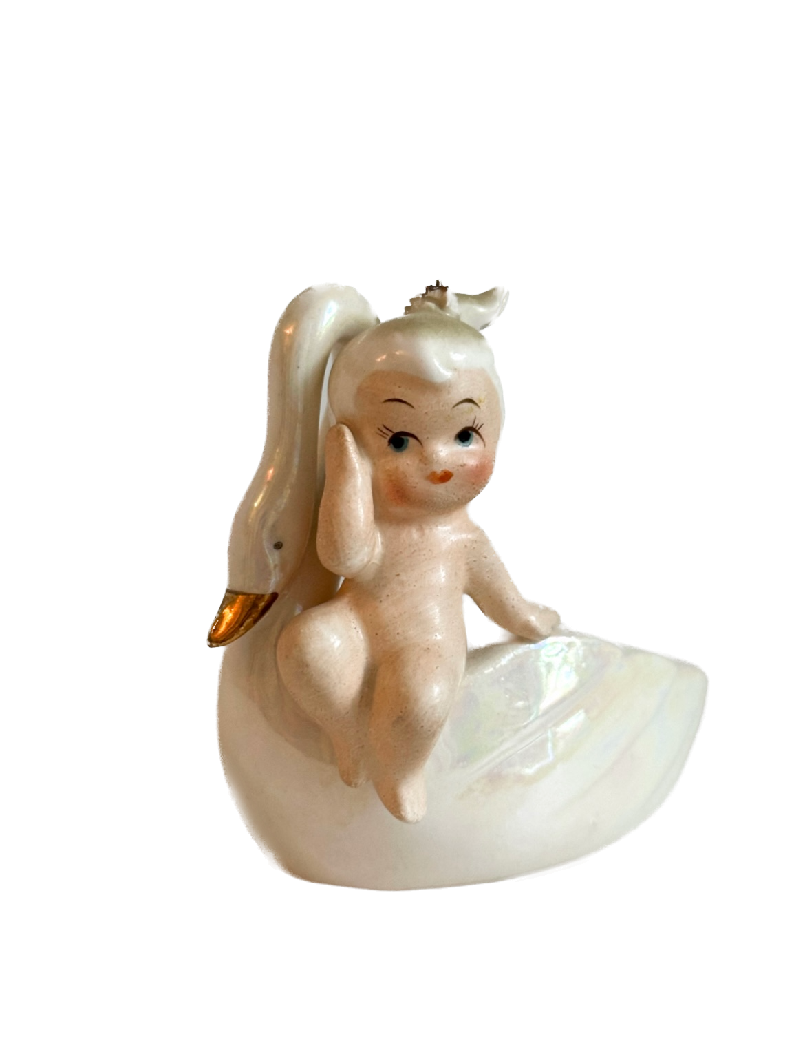 Vintage Girl with Swan Lipstick Holder