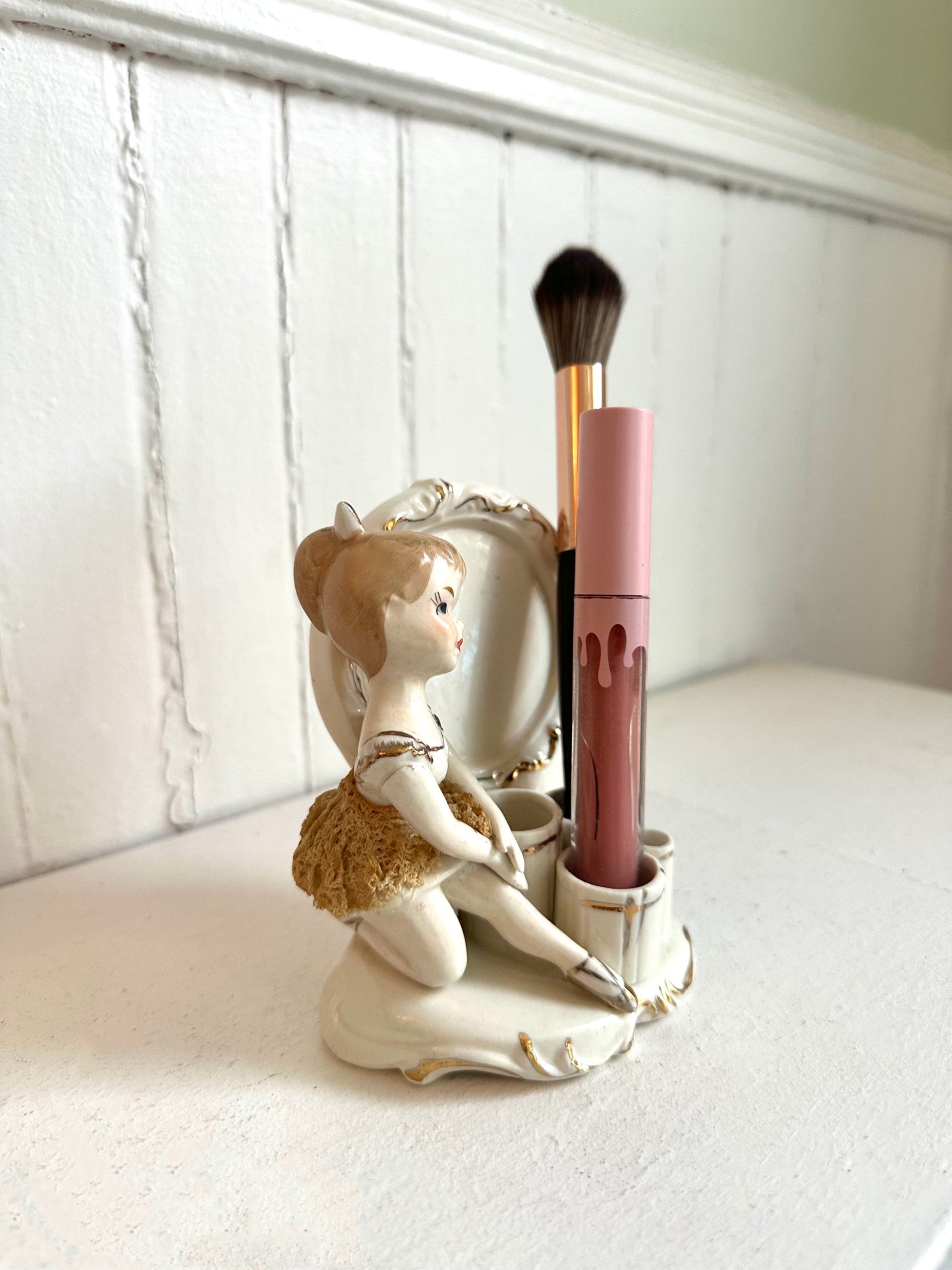 Vintage Ballerina Ceramic Lipstick Holder