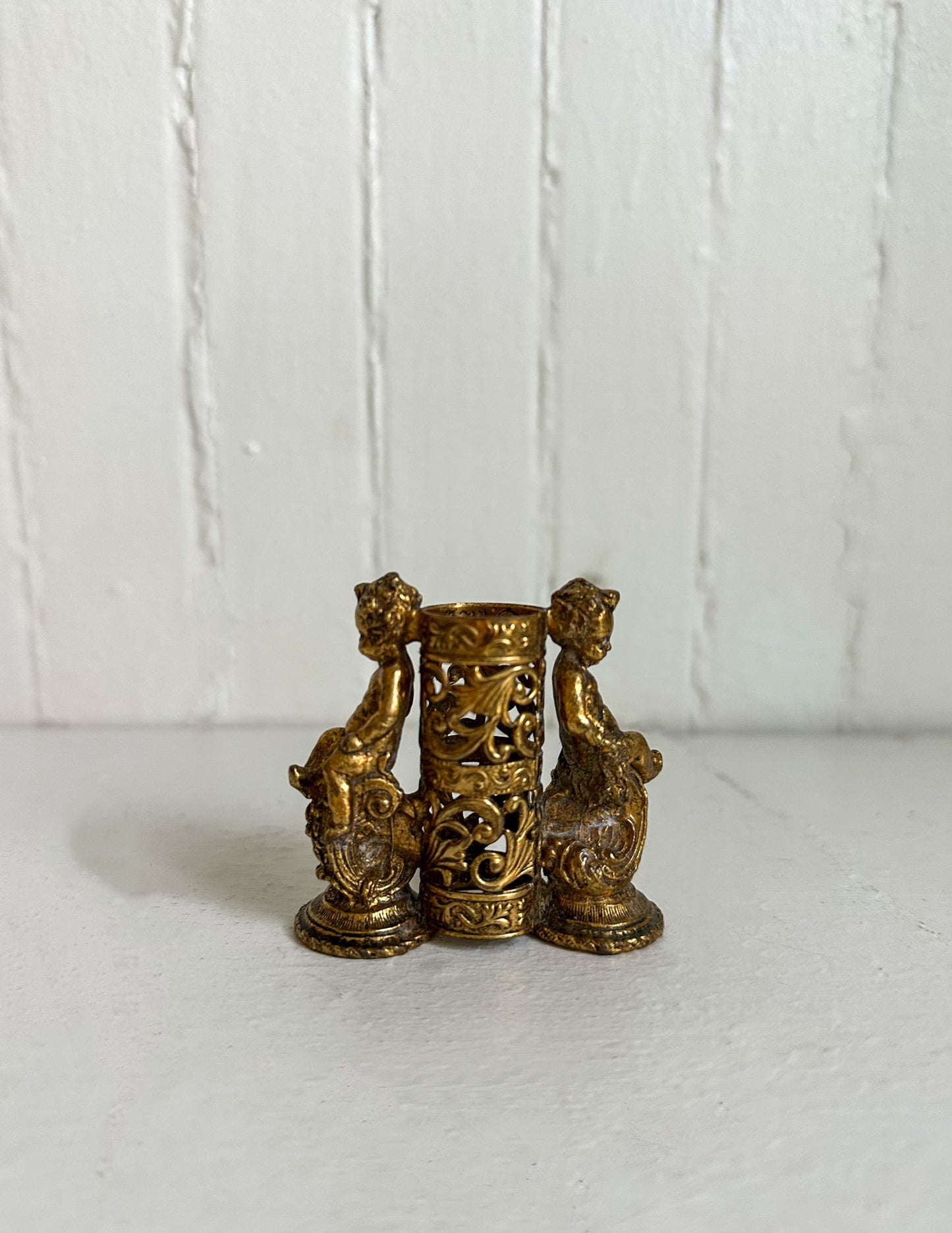 Vintage Gold Cherub Lipstick Holder