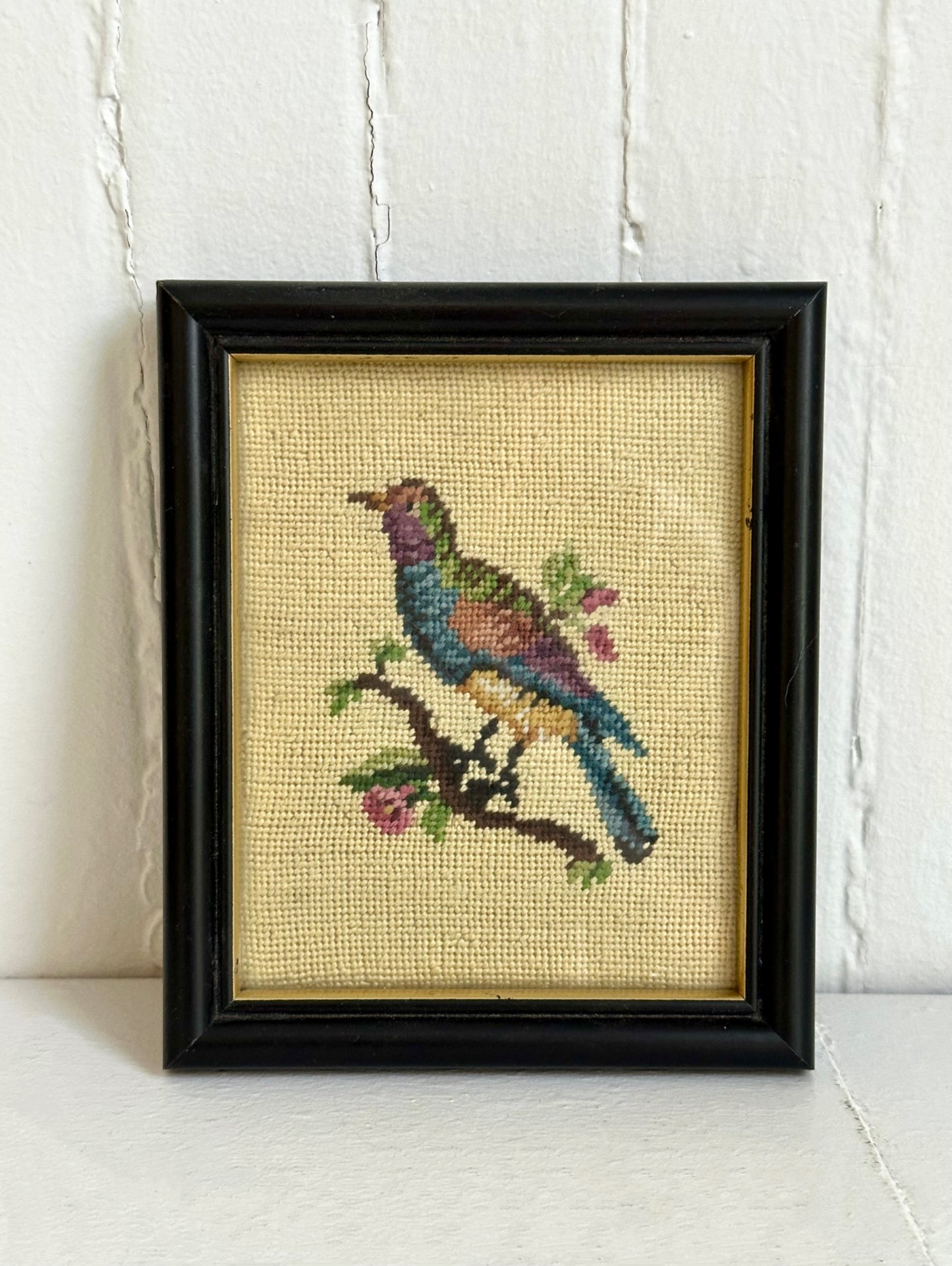 Vintage Bird Framed Needlepoint