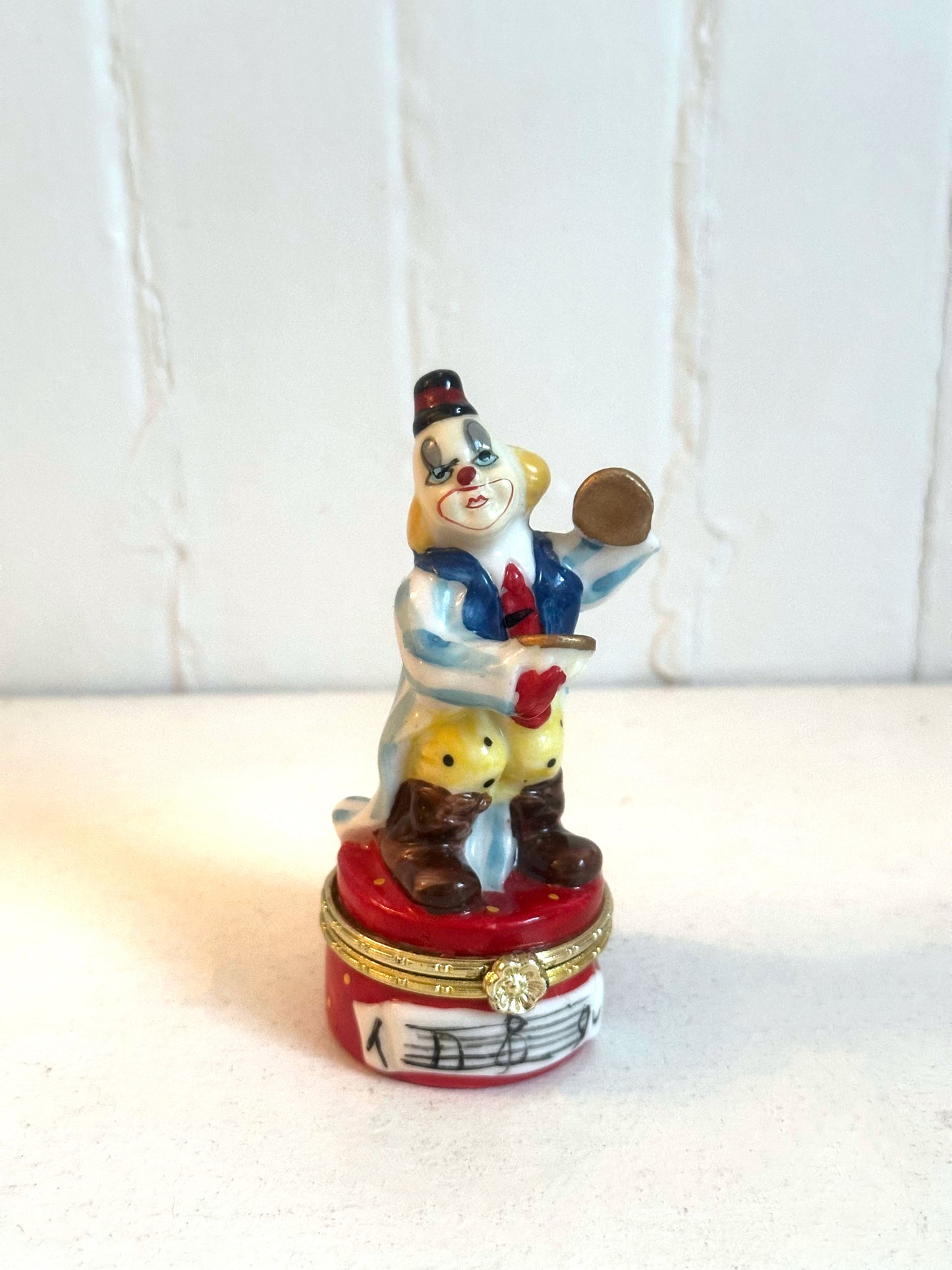 Vintage Clown with Cymbals Trinket Box
