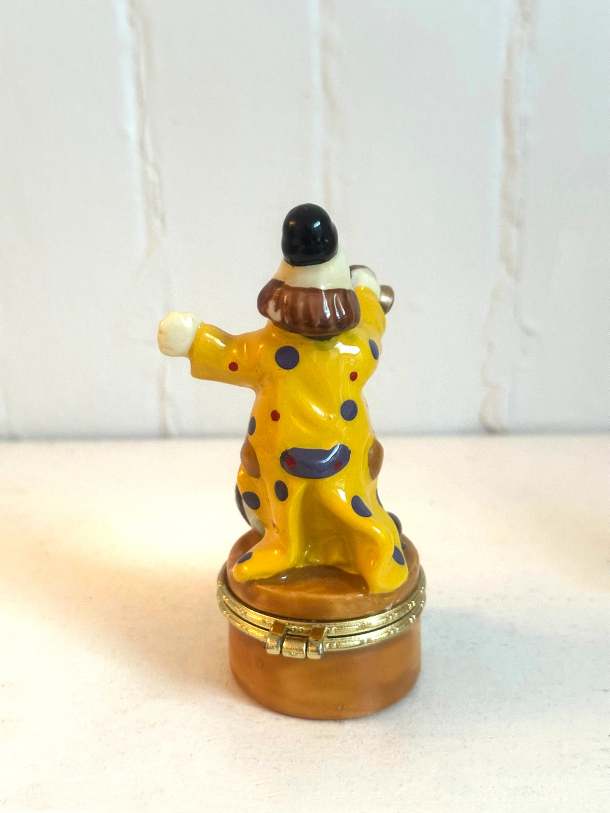 Vintage Clown Playing Trumpet Trinket Box