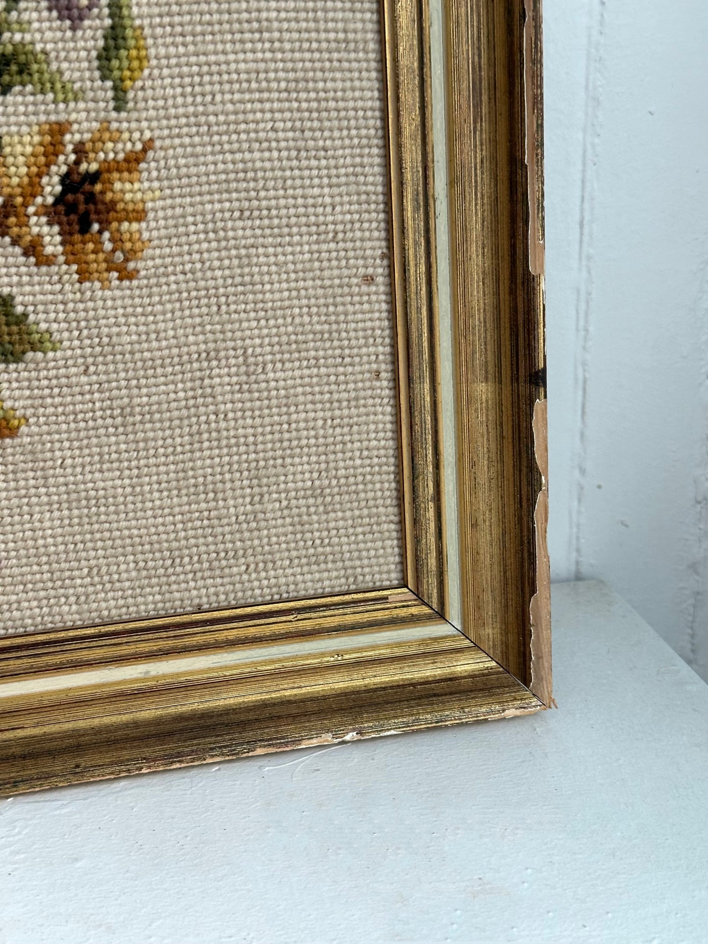 Vintage Floral Framed Needlepoint