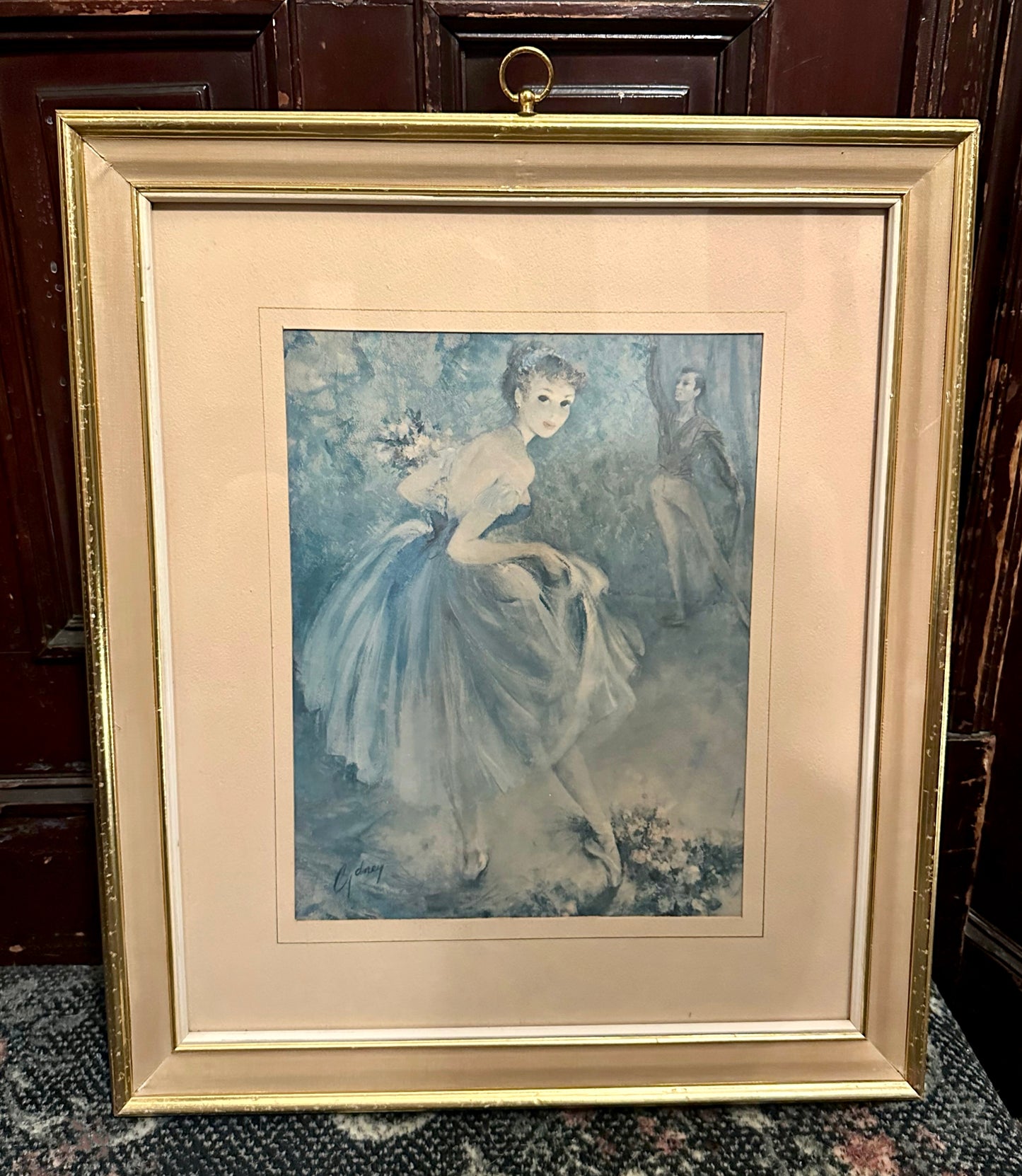 Vintage Large Ballerina Framed Print