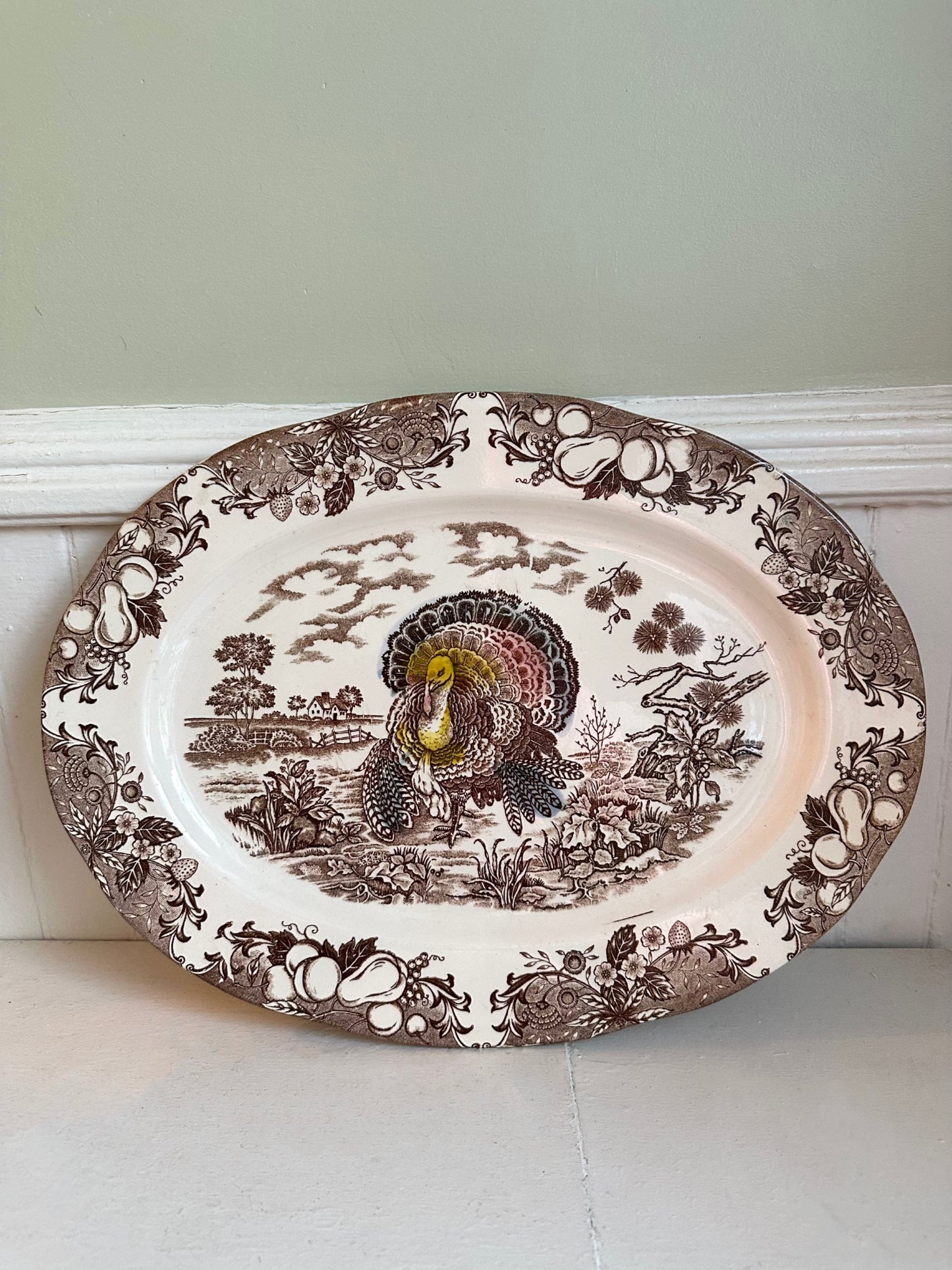 Vintage Ironstone Transferware Turkey Platter
