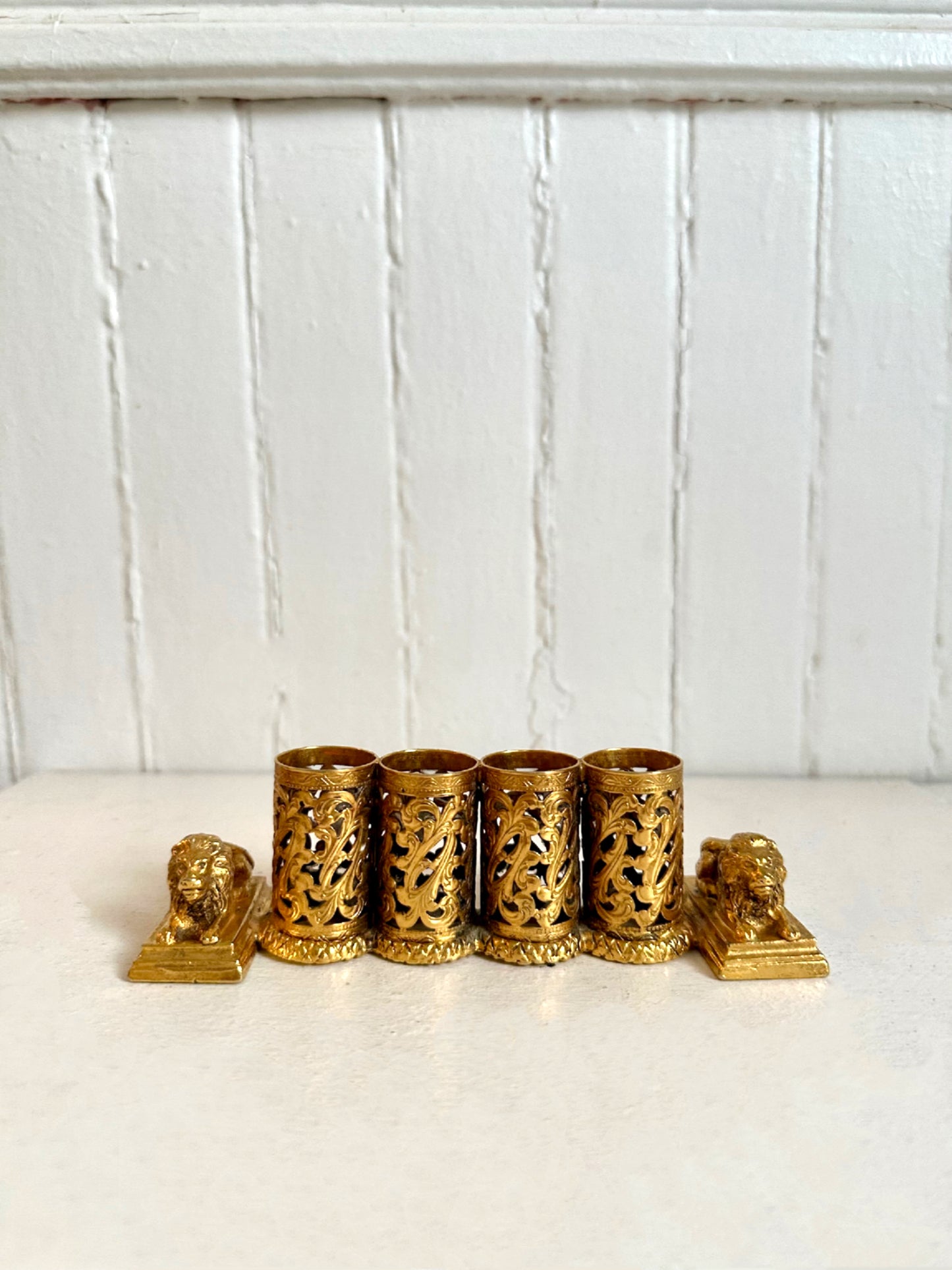 Vintage 24K Gold Plated Lion Lipstick Holder