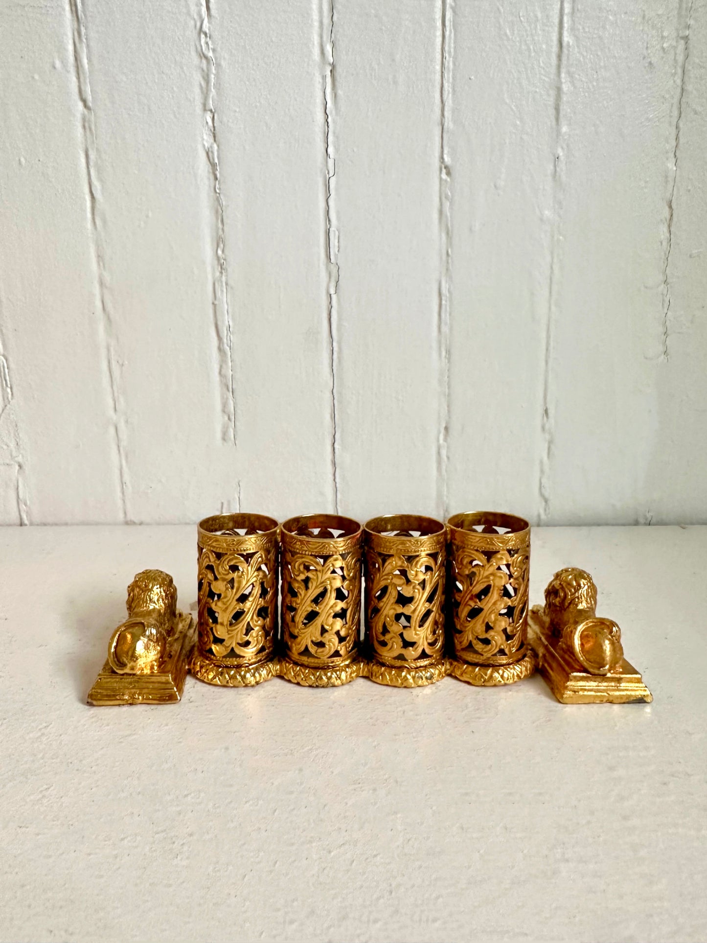 Vintage 24K Gold Plated Lion Lipstick Holder