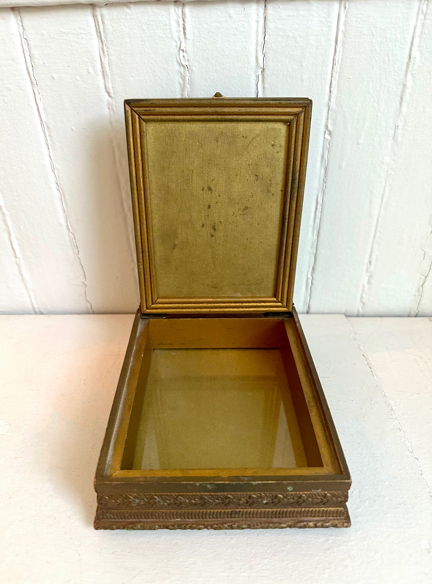 Antique Framed Jewelry Box with Classical Boudoir Scene