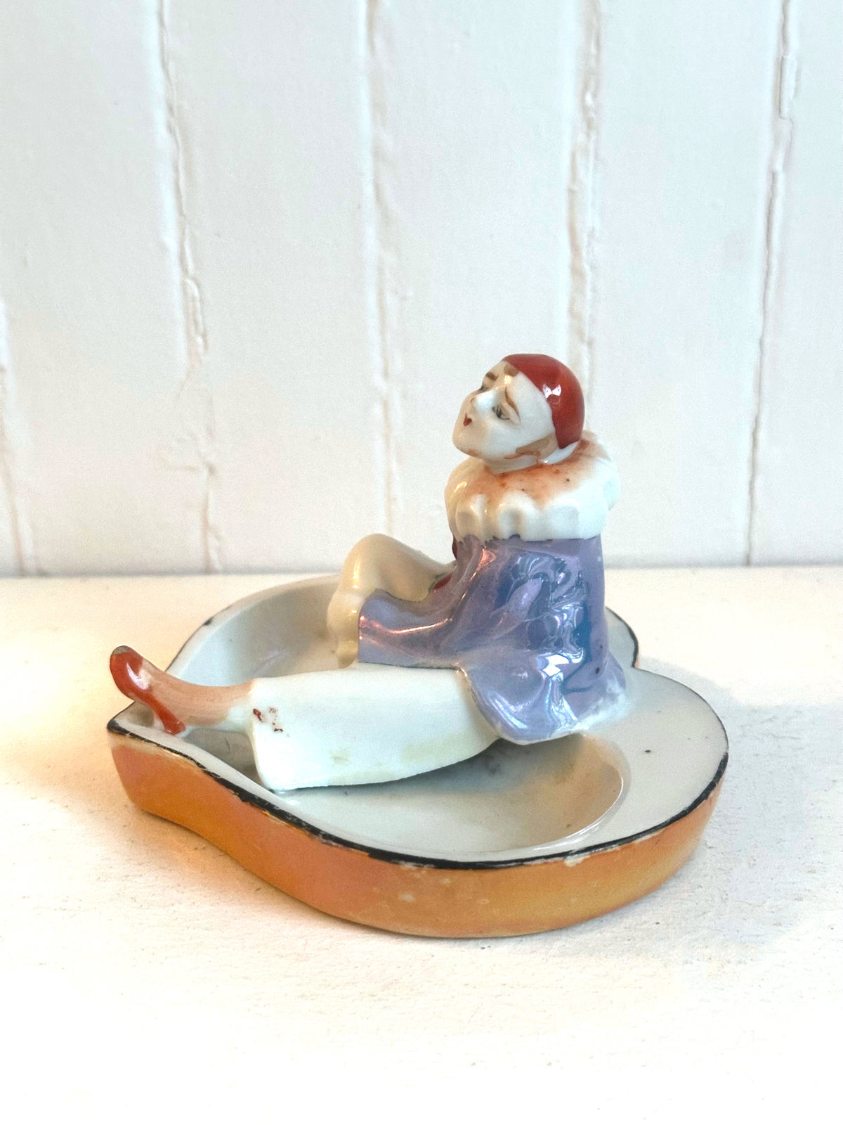 Vintage Pierrot Clown Heart Shaped Ashtray