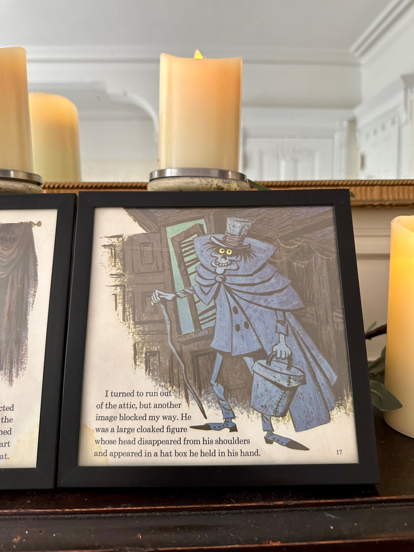 "The Haunted Mansion" Pair of Vintage Framed Book Pages "Ghostly Bride"