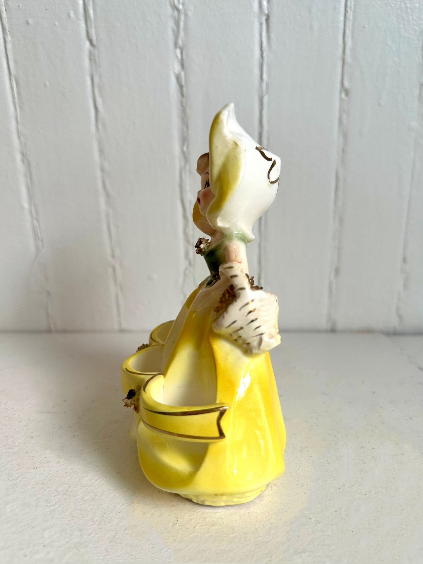 Vintage Anthropomorphic Enesco Flower Girl Lipstick Holder