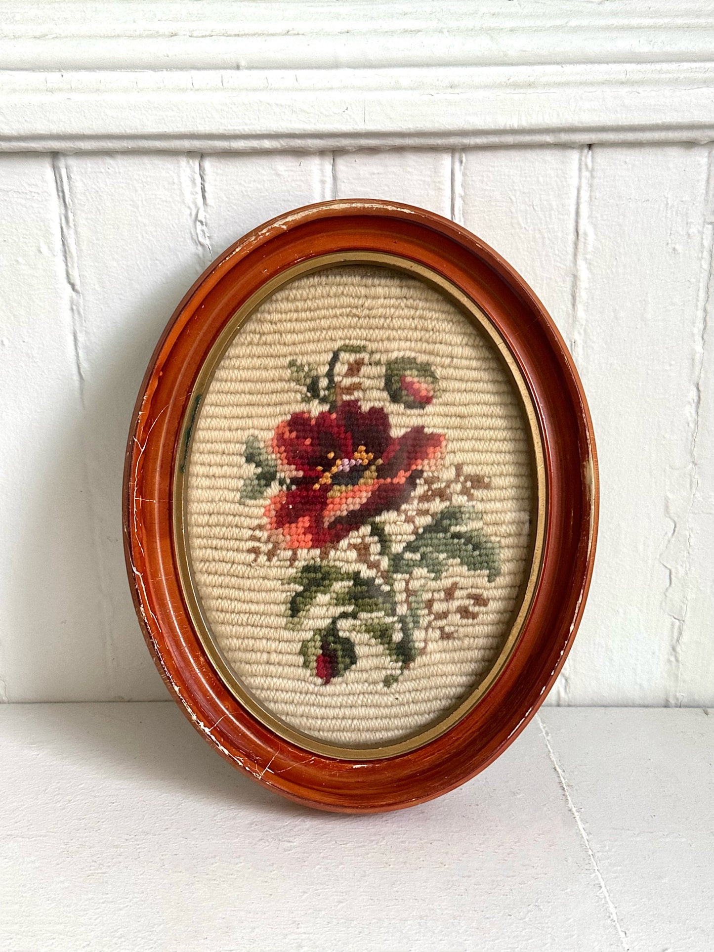 Vintage Floral Framed Needlepoint