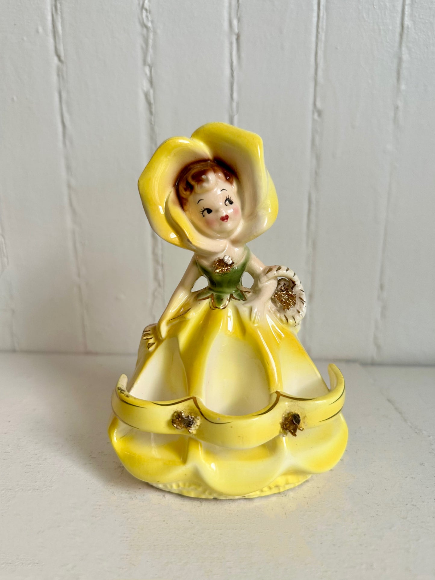 Vintage Anthropomorphic Enesco Flower Girl Lipstick Holder