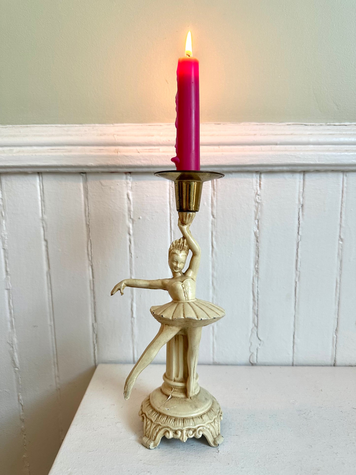 Vintage Ballerina Cast Iron Candle Holder