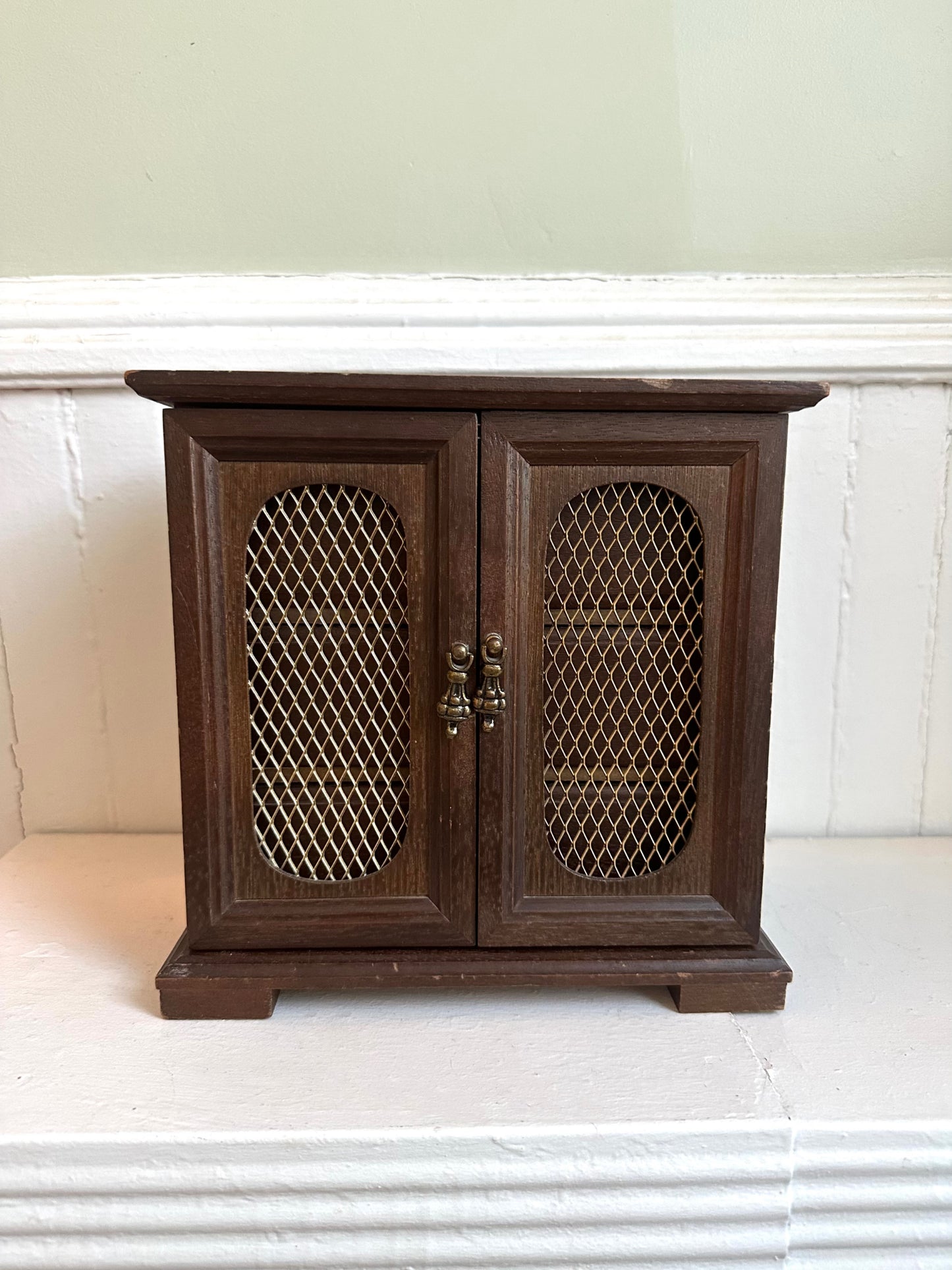 Vintage Wood Jewelry Box with Doors