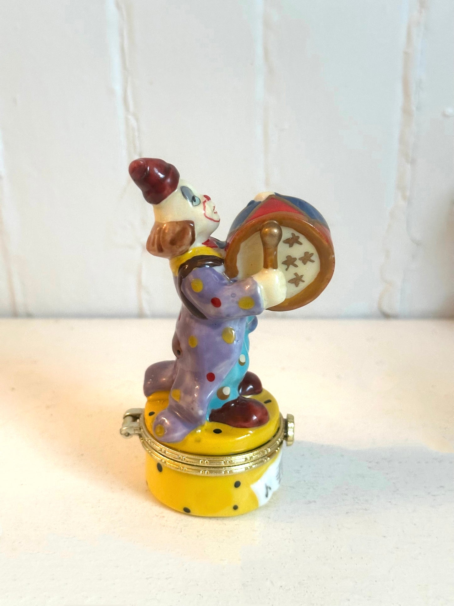 Vintage Clown Playing a Drum Trinket Box