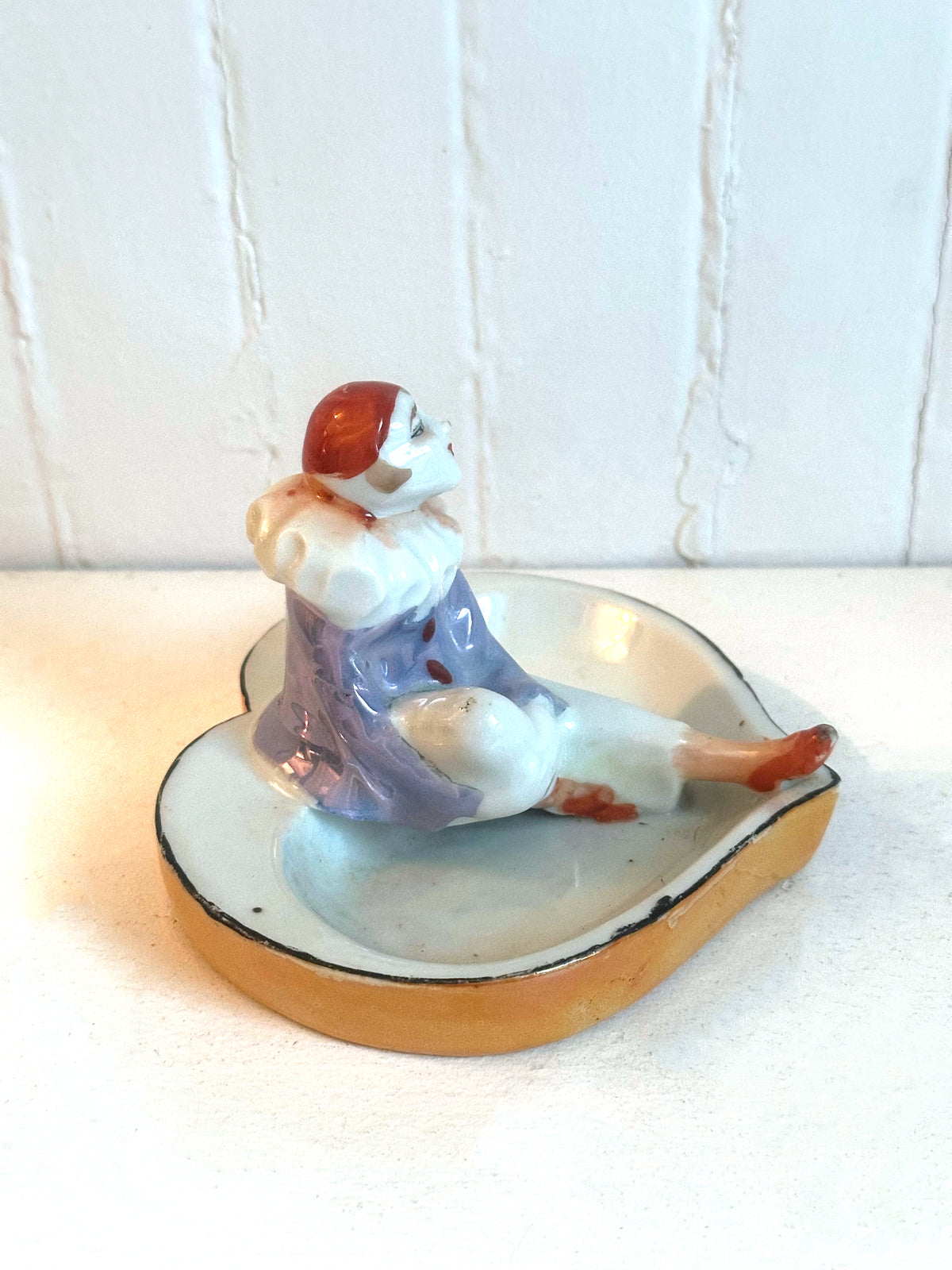 Vintage Pierrot Clown Heart Shaped Ashtray