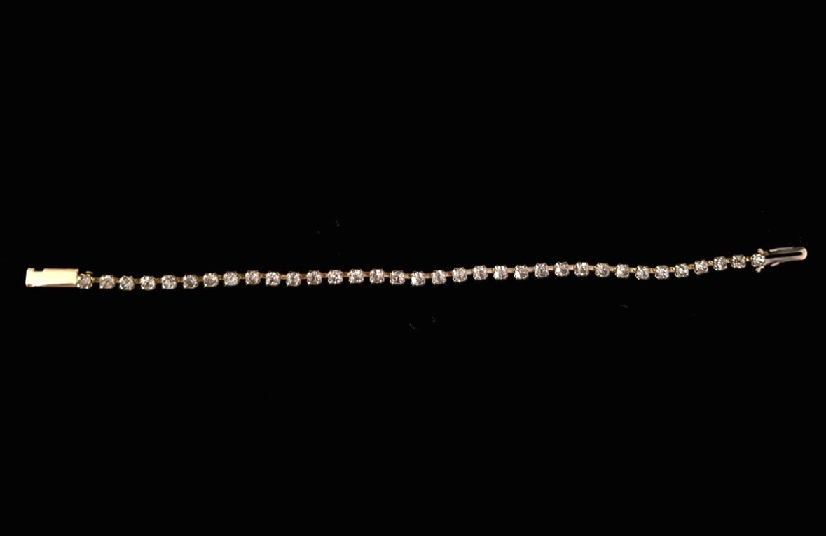 Vintage Gold Tennis Bracelet with Clear Jewels