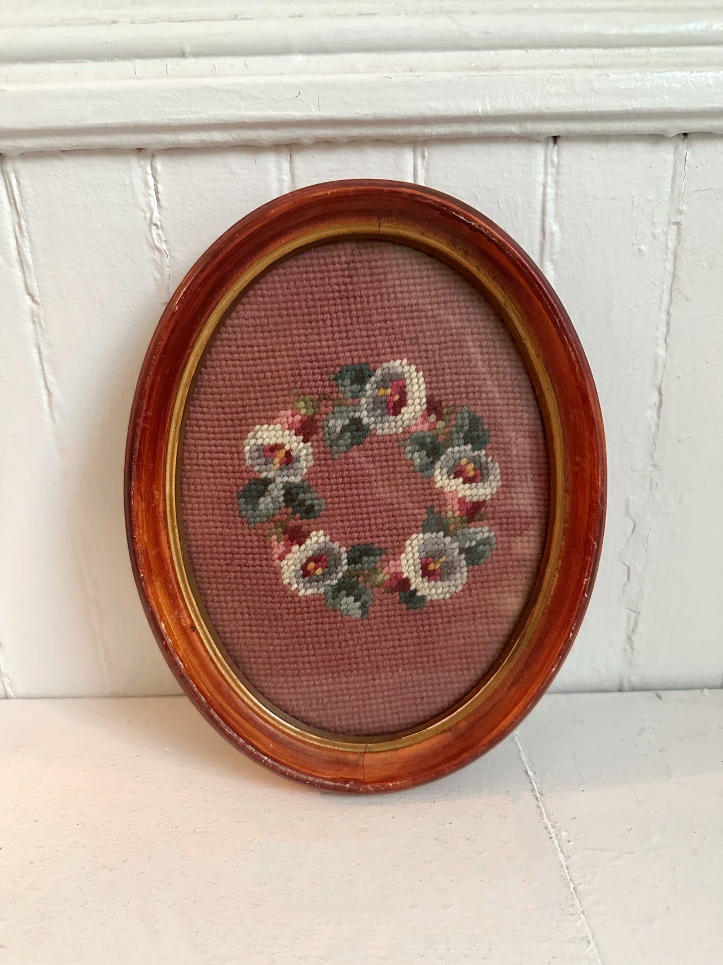 Vintage Floral Framed Needlepoint