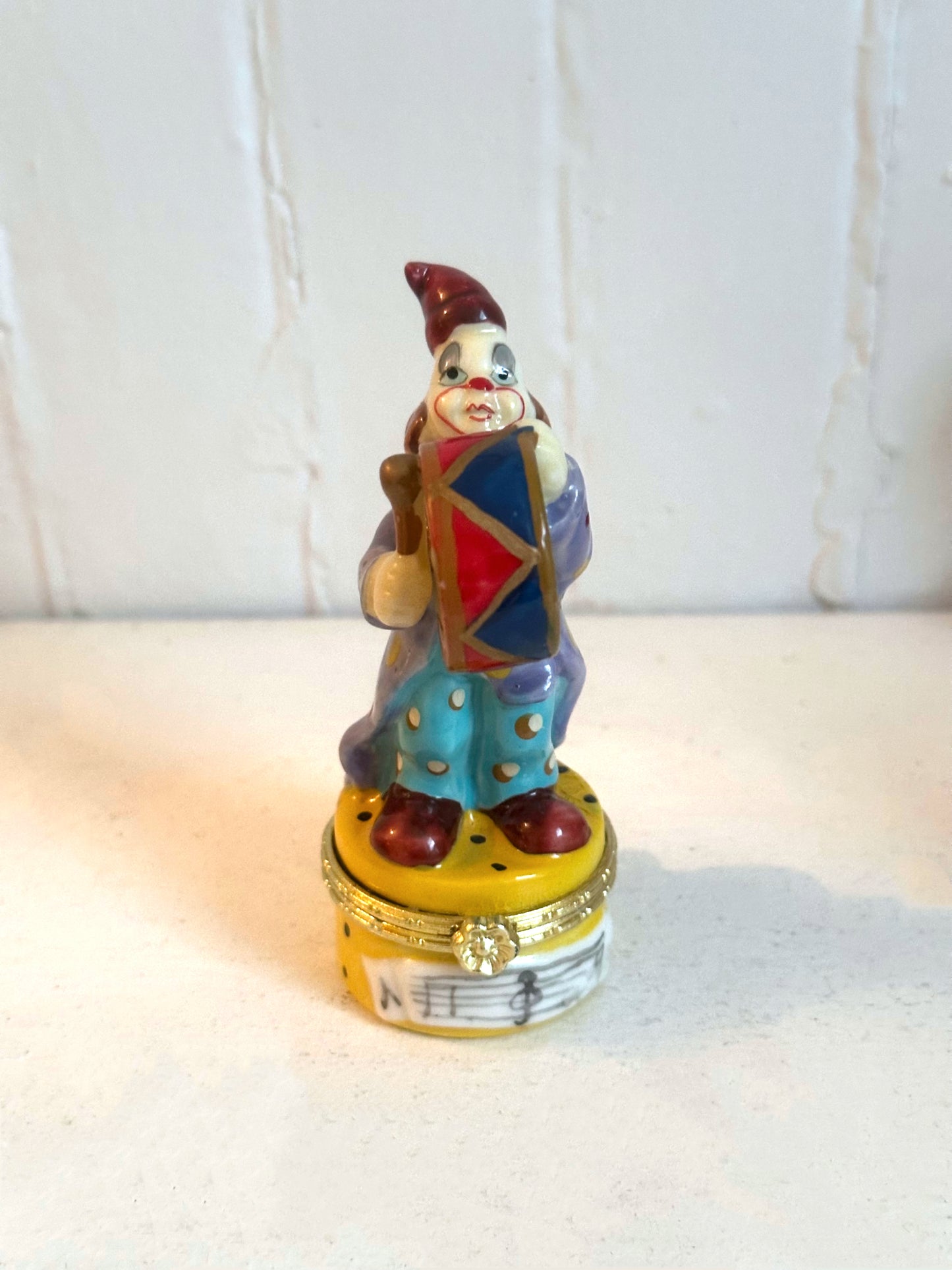 Vintage Clown Playing a Drum Trinket Box