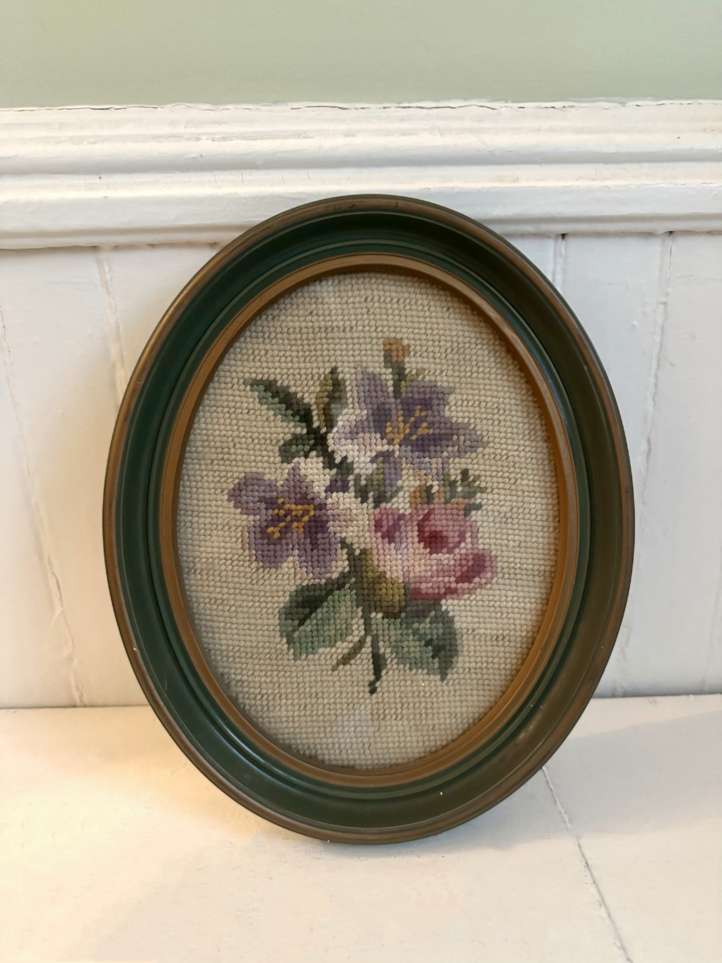 Vintage Floral Framed Needlepoint