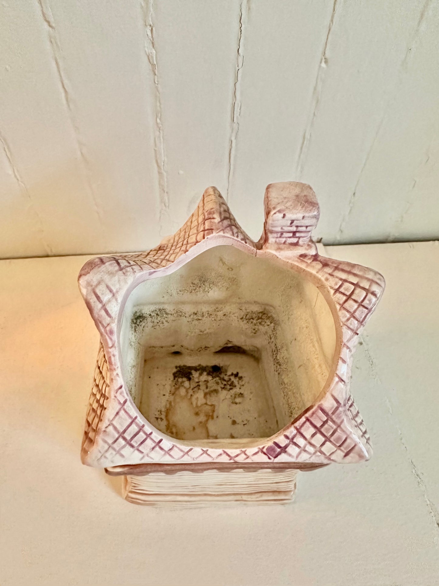 Vintage Holland Floral Ceramic Haunted House Planter