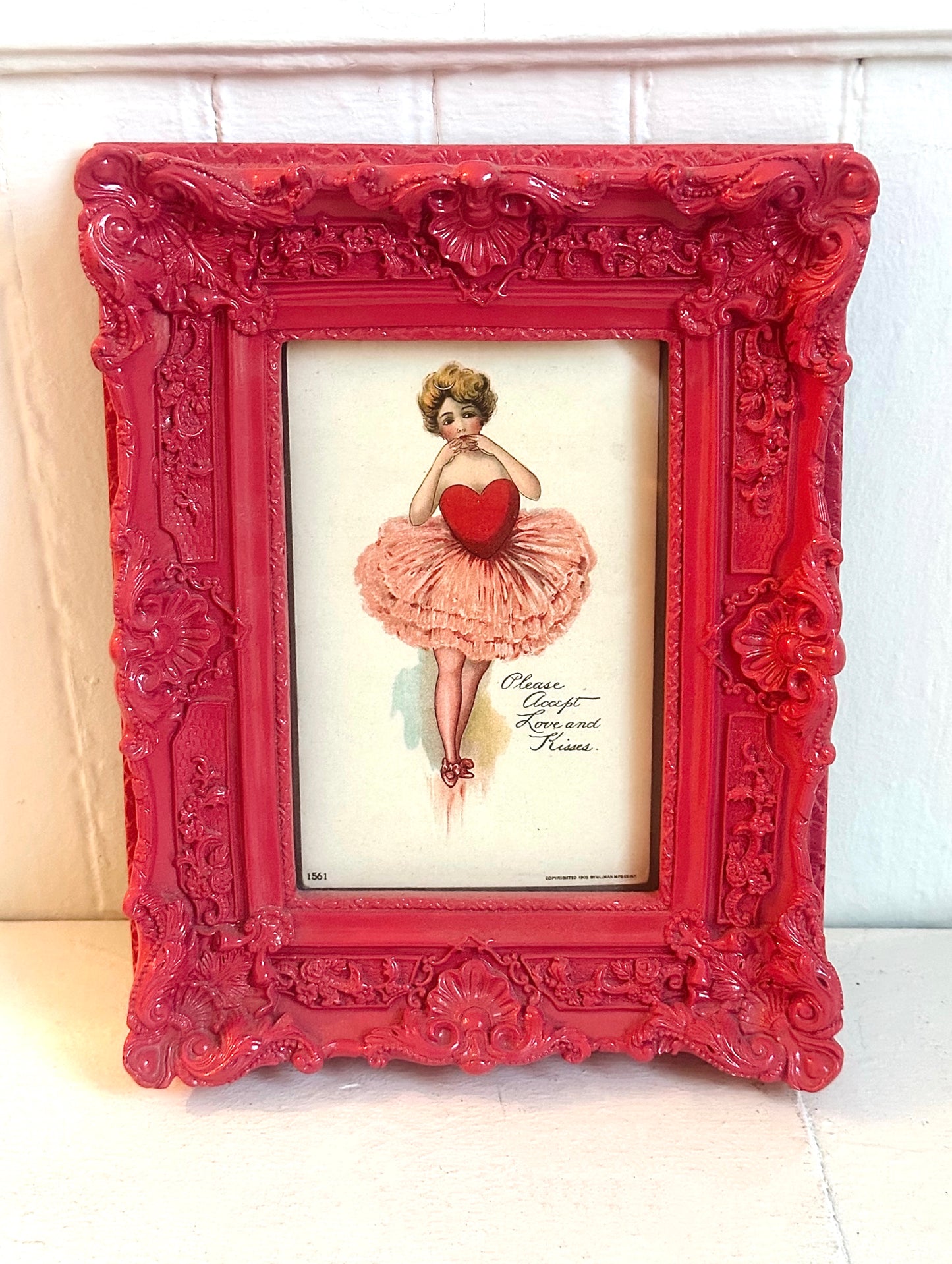 Vintage Ballerina "Please Accept Love and Kisses" Framed Postcard
