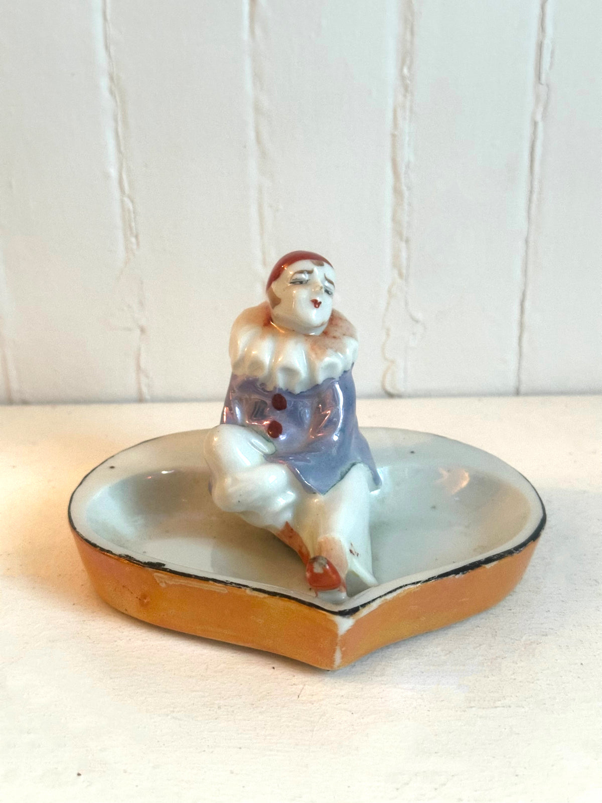 Vintage Pierrot Clown Heart Shaped Ashtray