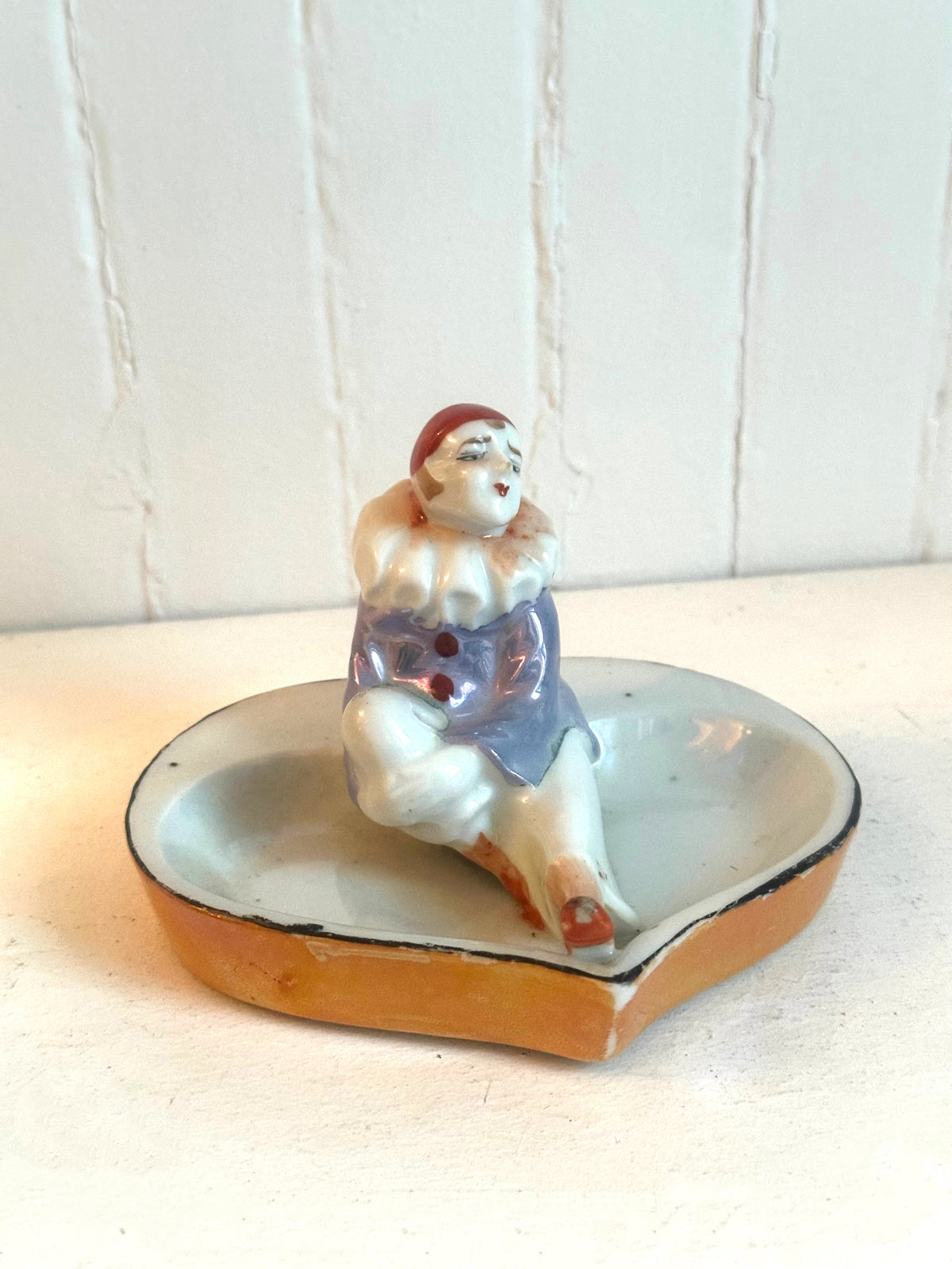 Vintage Pierrot Clown Heart Shaped Ashtray