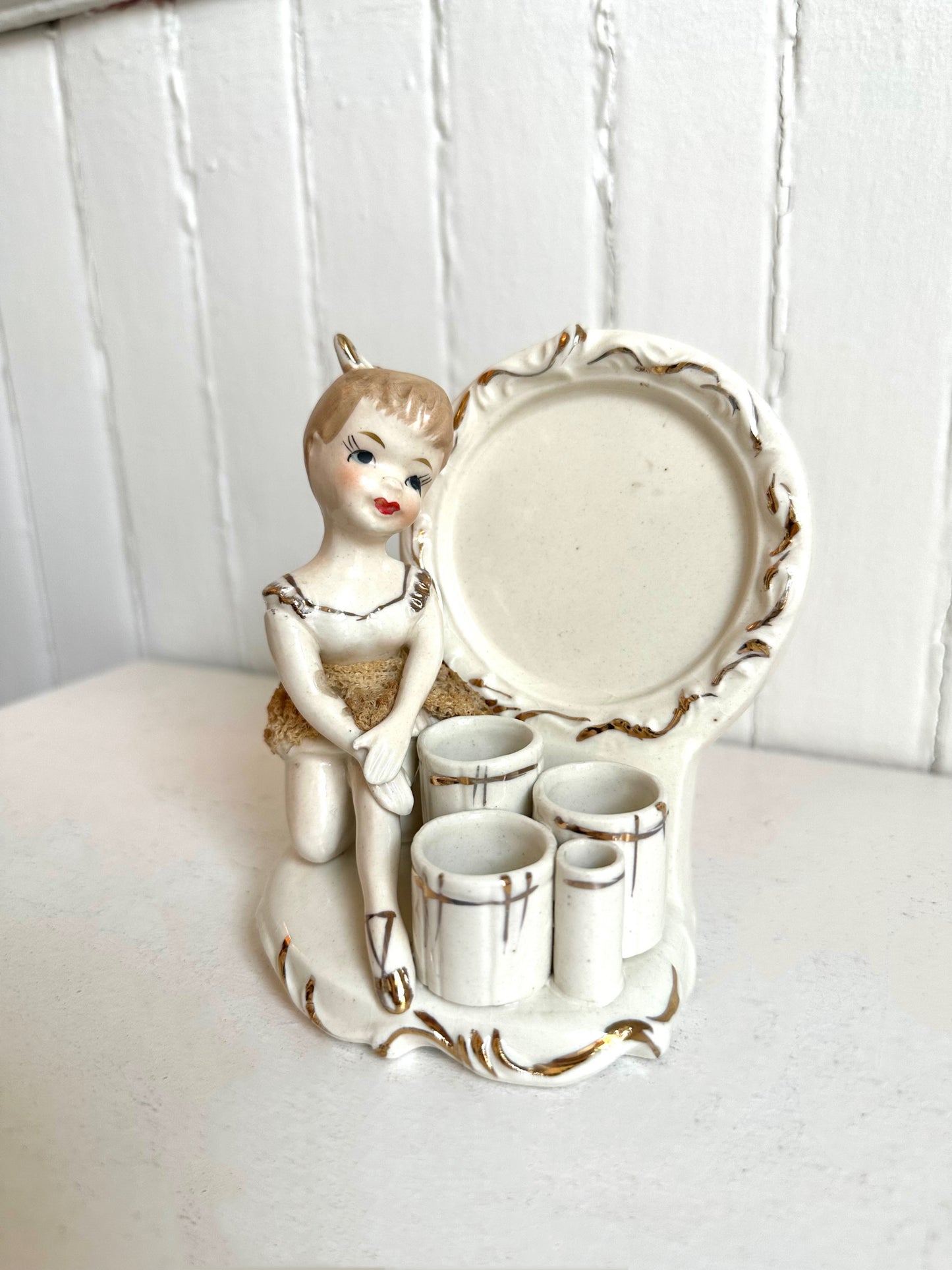 Vintage Ballerina Ceramic Lipstick Holder