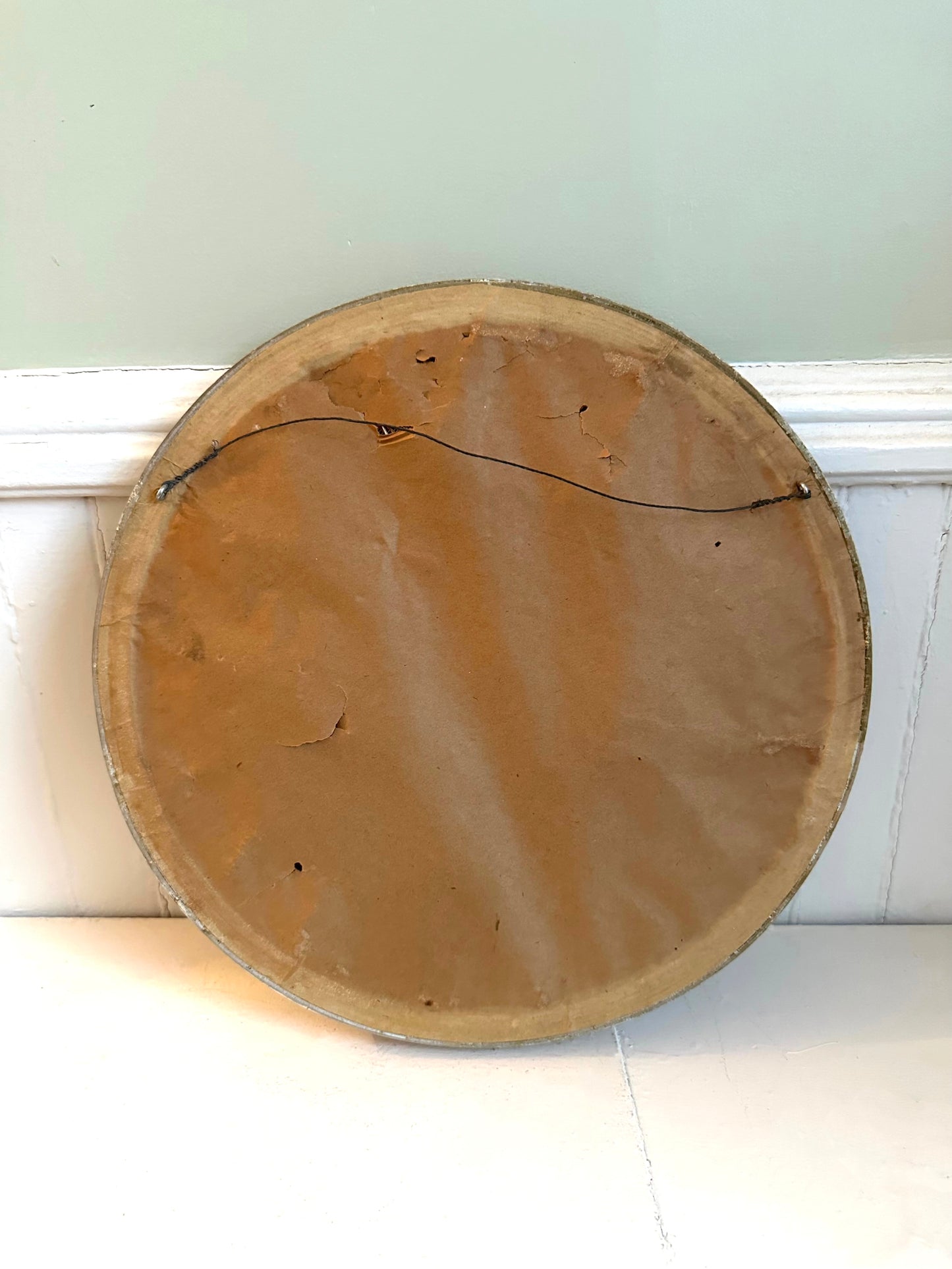 Vintage Rose Needlepoint in Gold Circular Frame