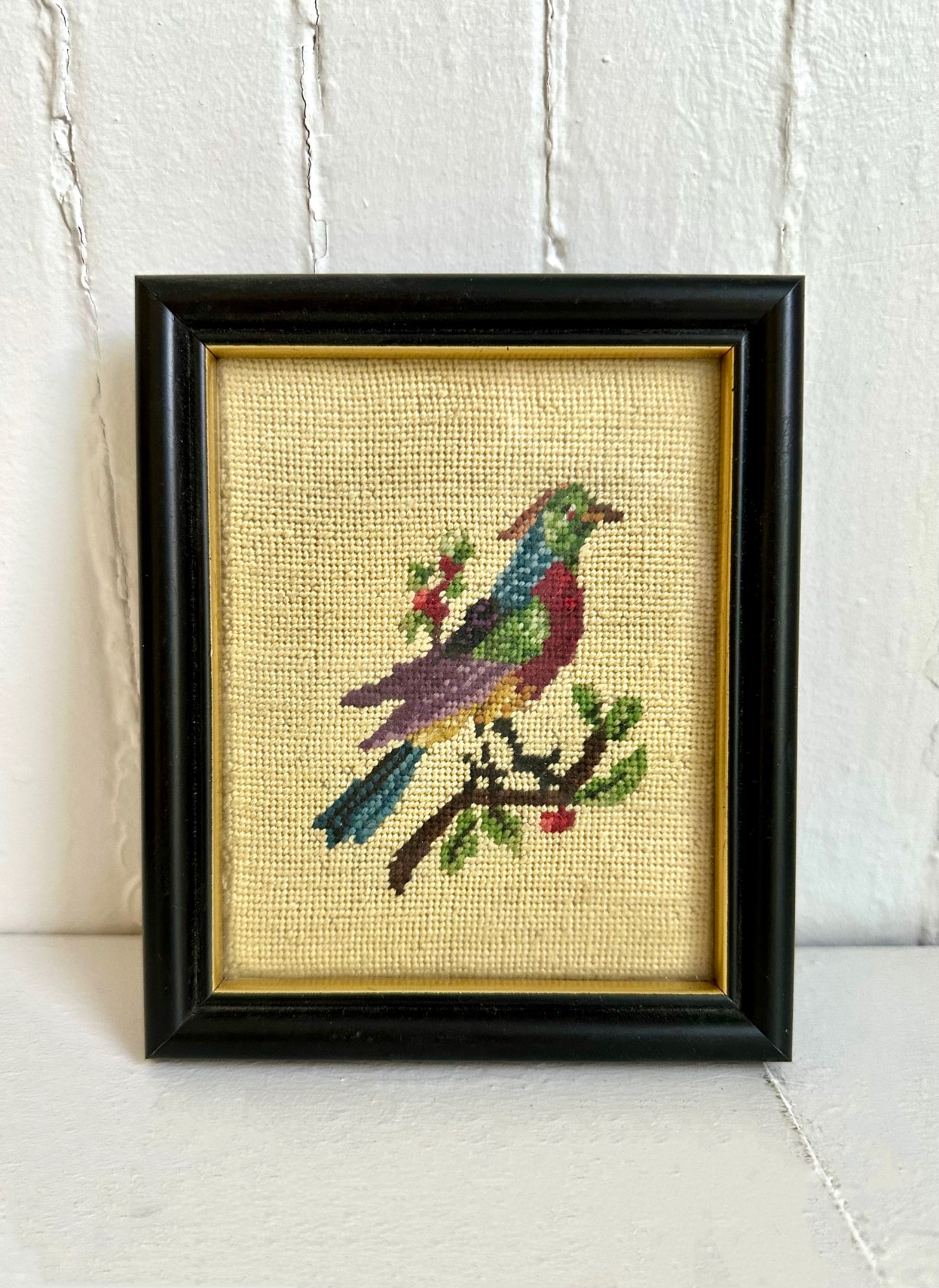 Vintage Bird Framed Needlepoint