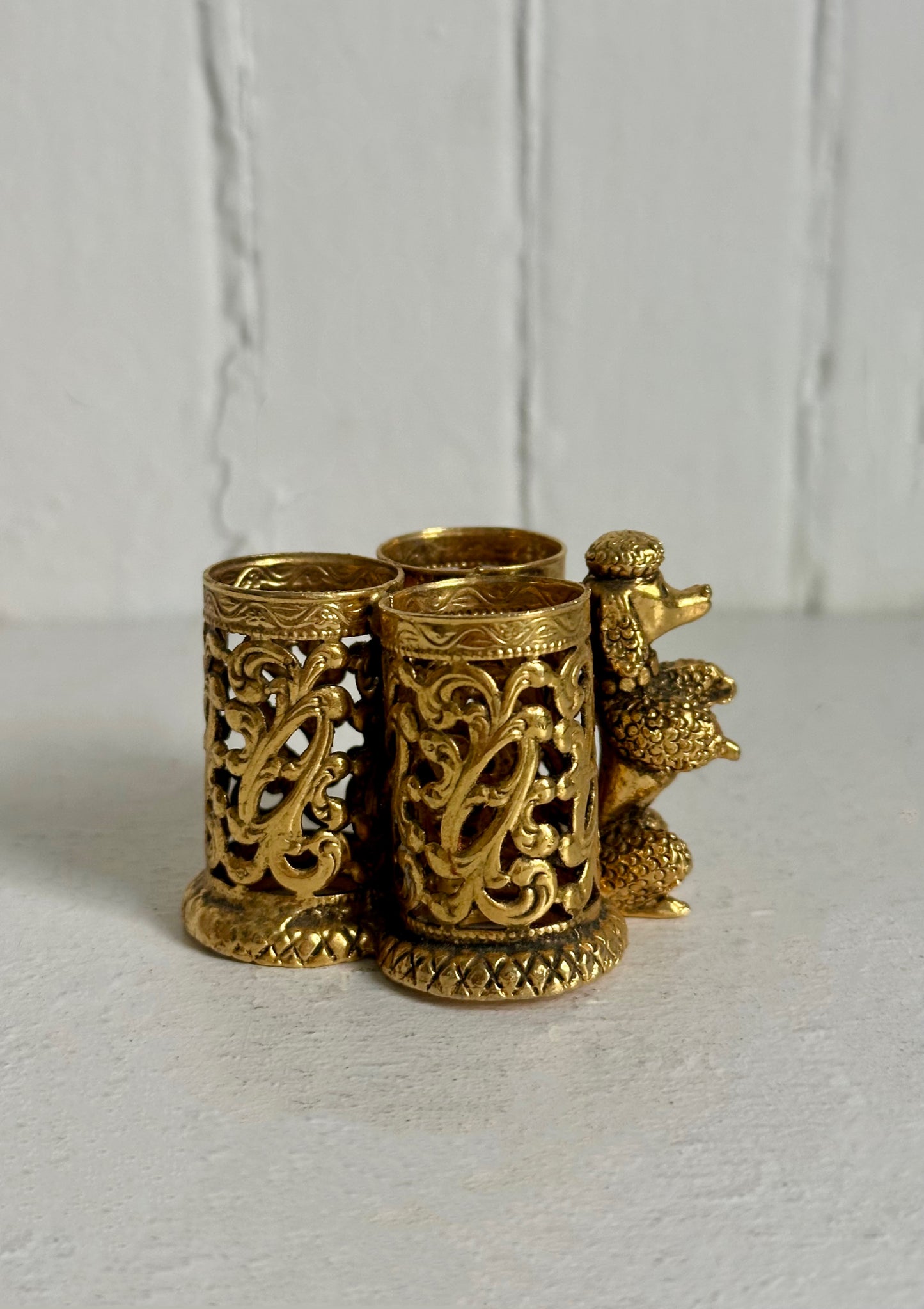 Vintage 24K Gold Plated Poodle Dog Lipstick Holder