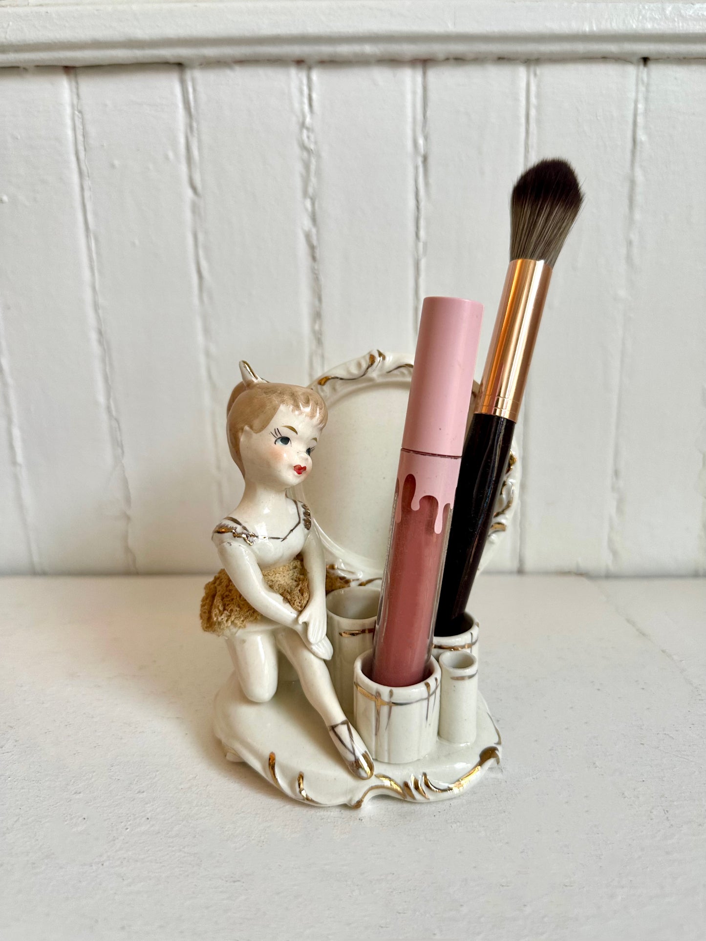 Vintage Ballerina Ceramic Lipstick Holder