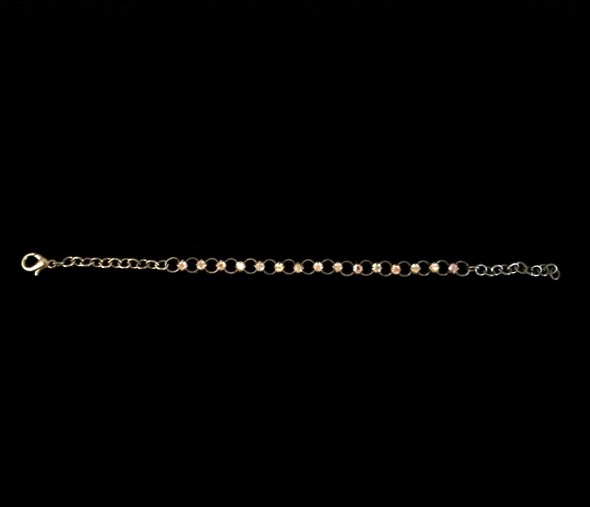 Vintage Silver Chain Link Tennis Bracelet with Clear Jewels