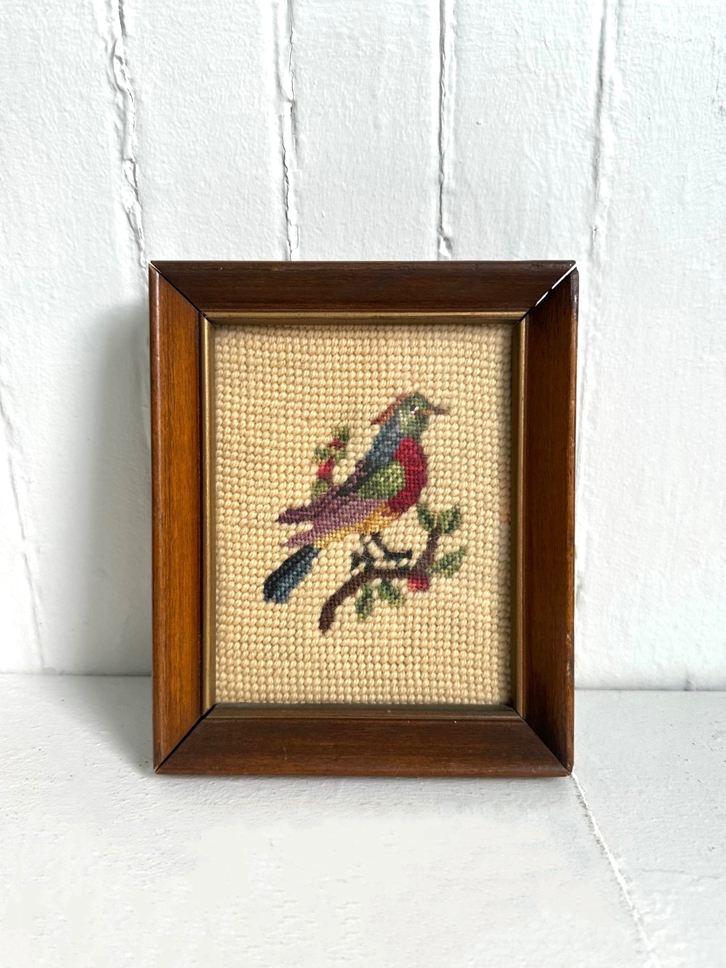 Vintage Bird Framed Needlepoint