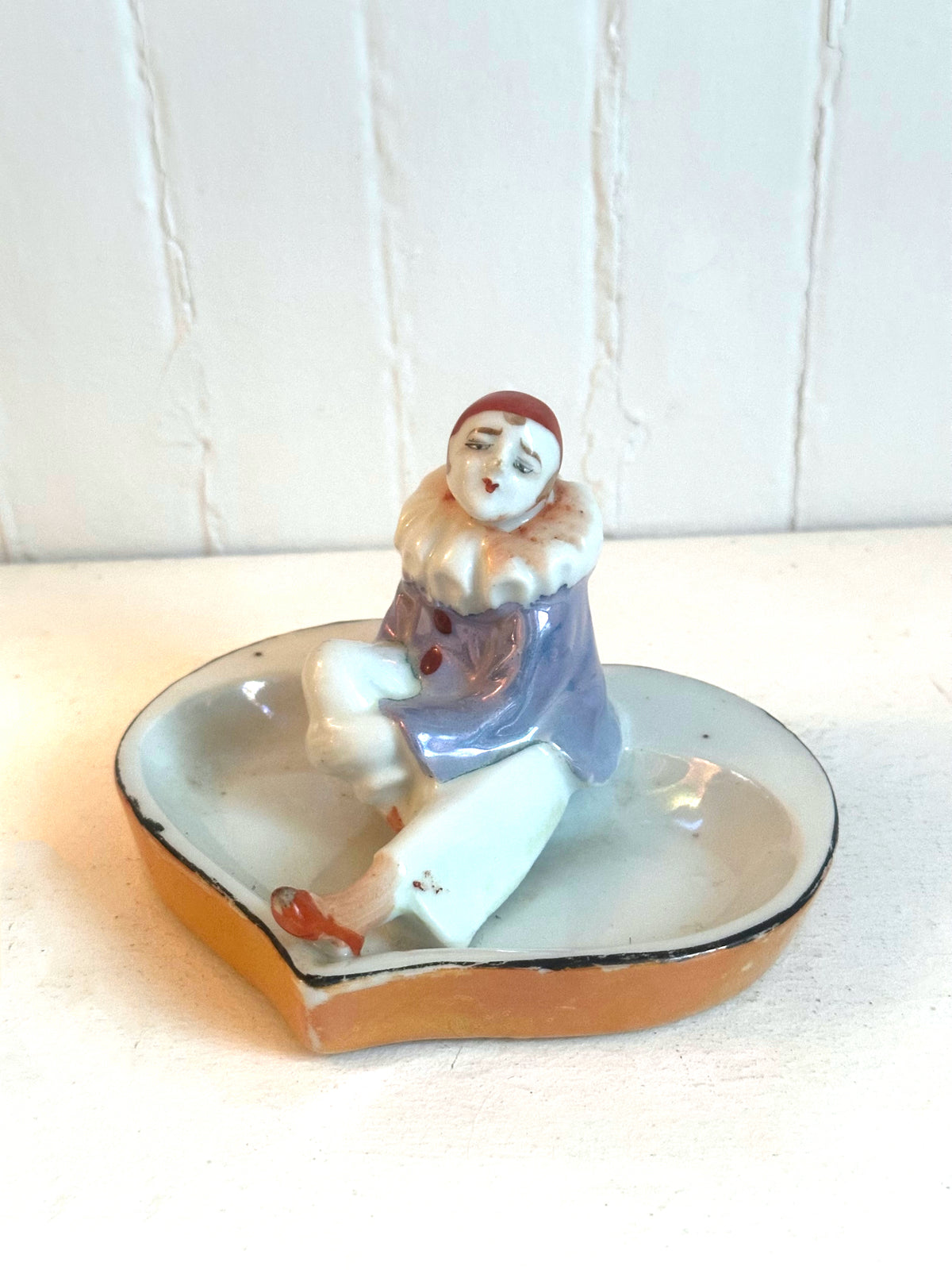 Vintage Pierrot Clown Heart Shaped Ashtray