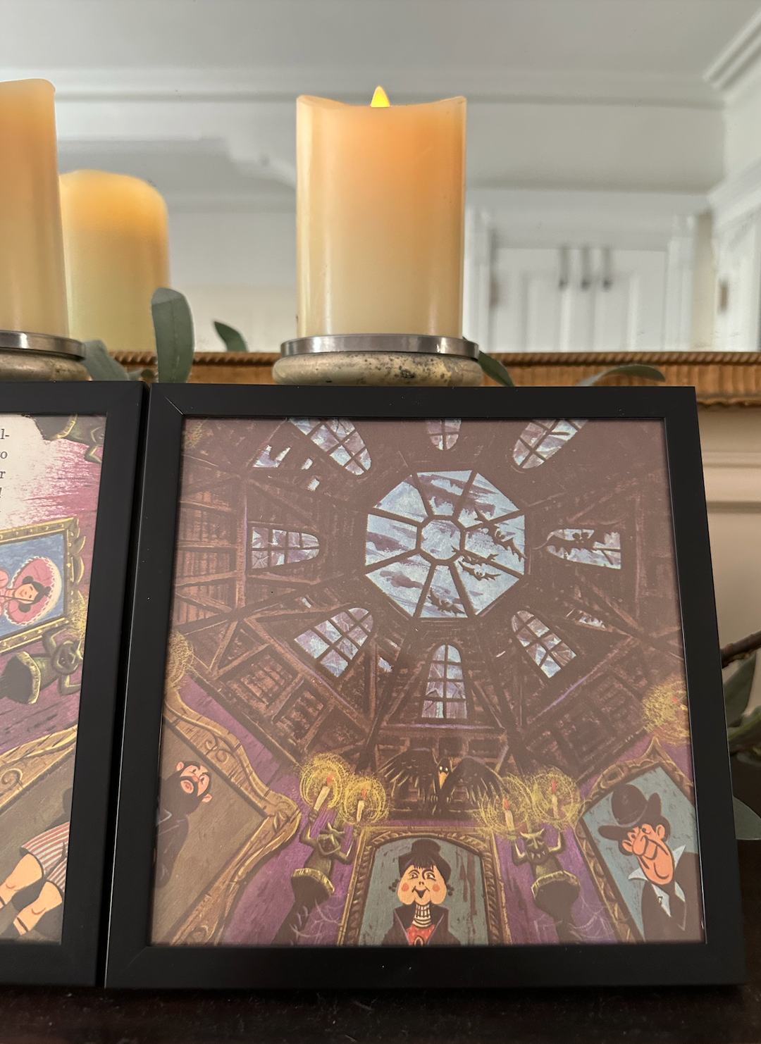 "The Haunted Mansion" Pair of Vintage Framed Book Pages "Sally Slater and the Art Gallery"