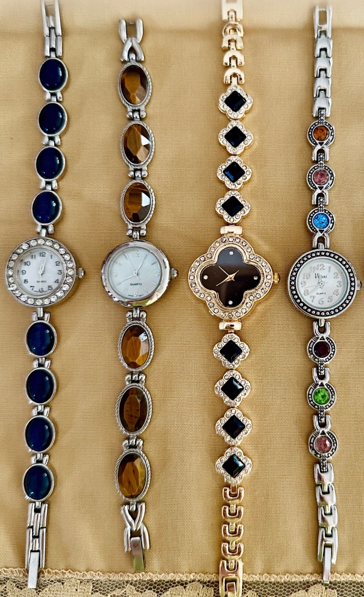 Vintage Amber Brown Faceted Crystal Watch