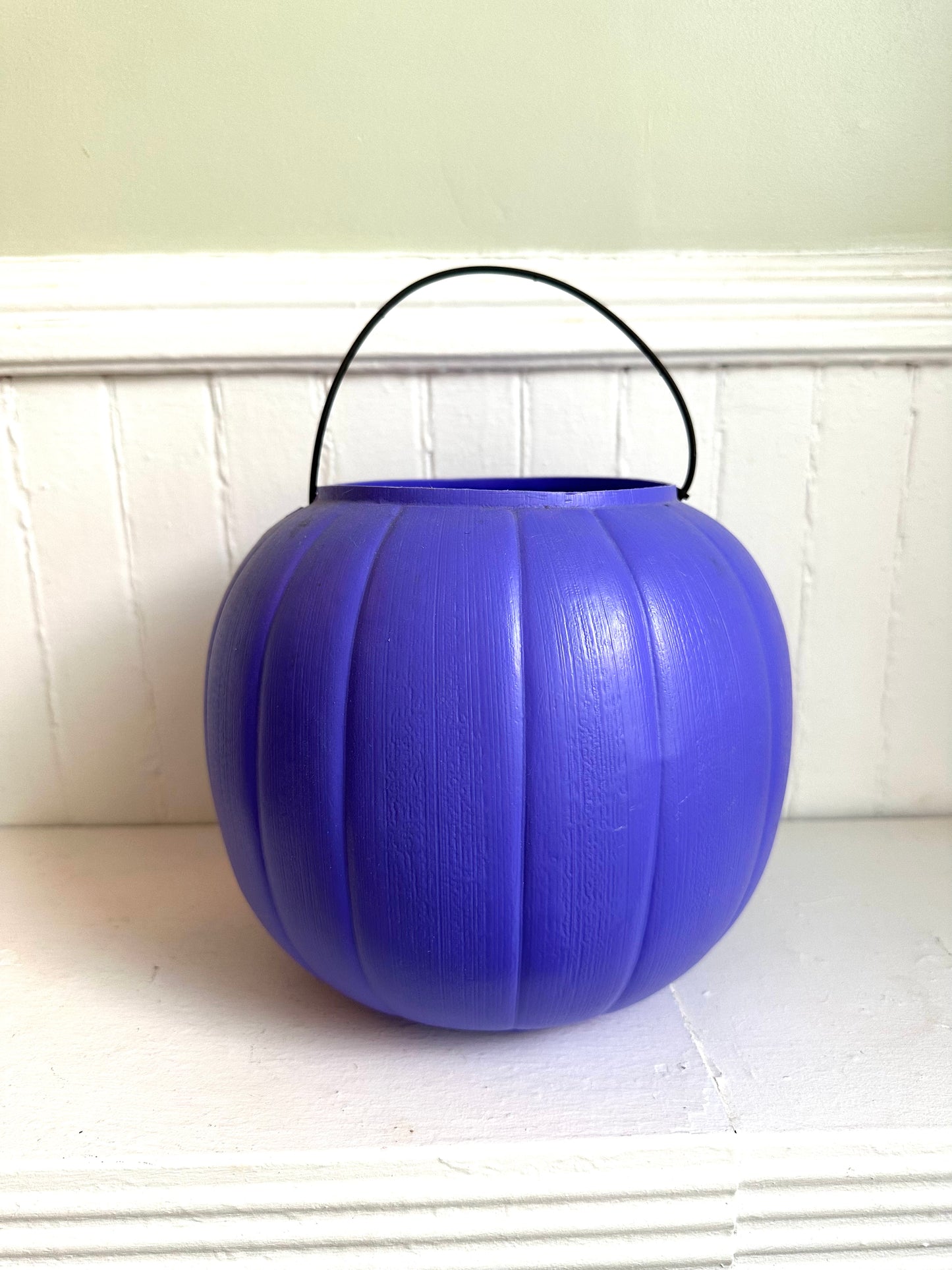 Vintage Blow Mold Purple Pumpkin Trick or Treat Bucket