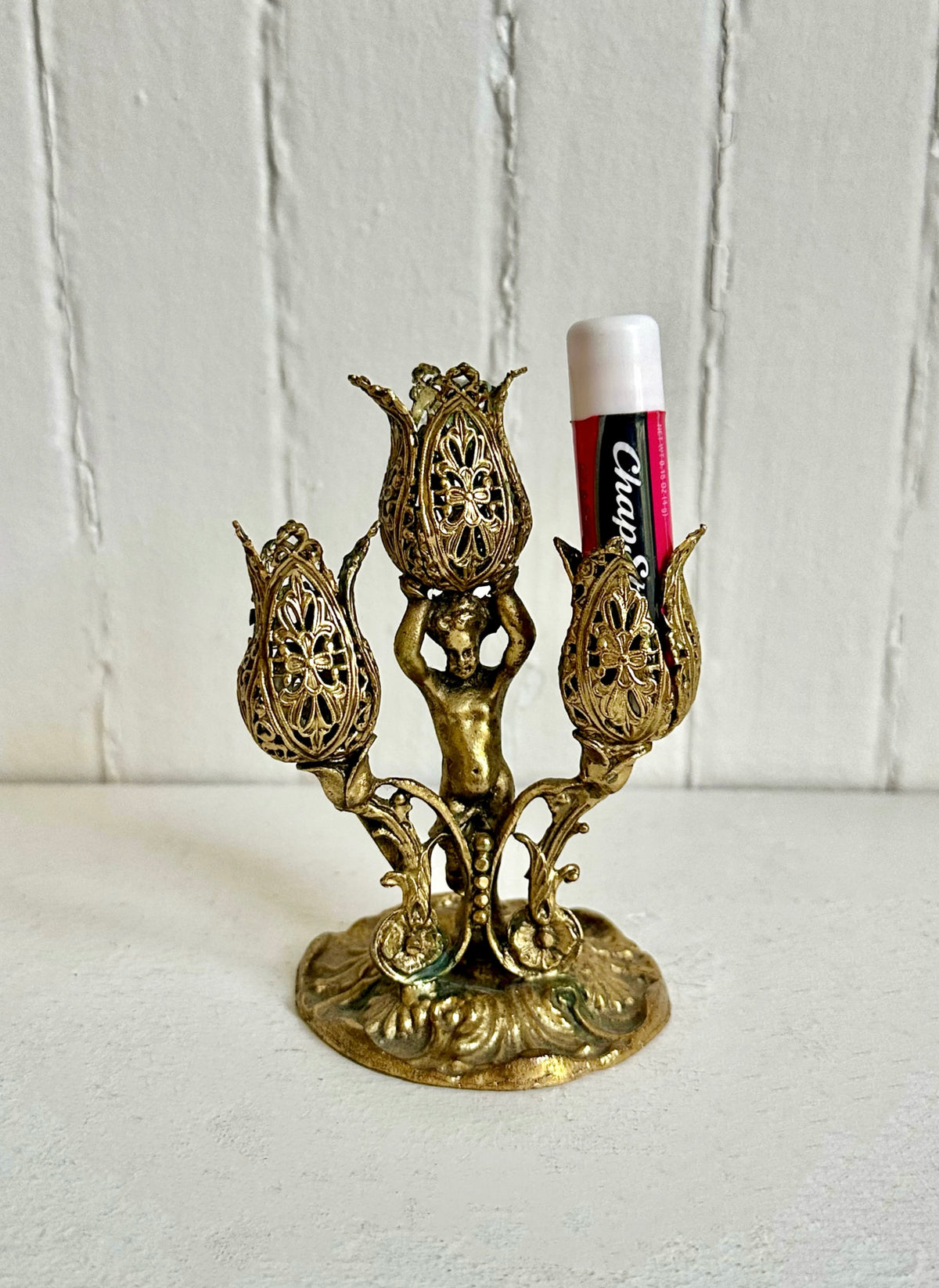 Vintage Cherub Tulip Lipstick Holder